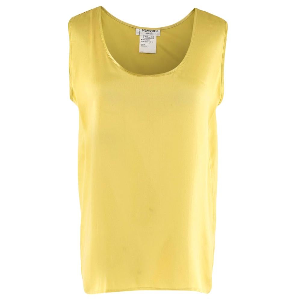 Yves Saint Laurent Yellow Silk Satin Tank Top  - Size US 8 For Sale