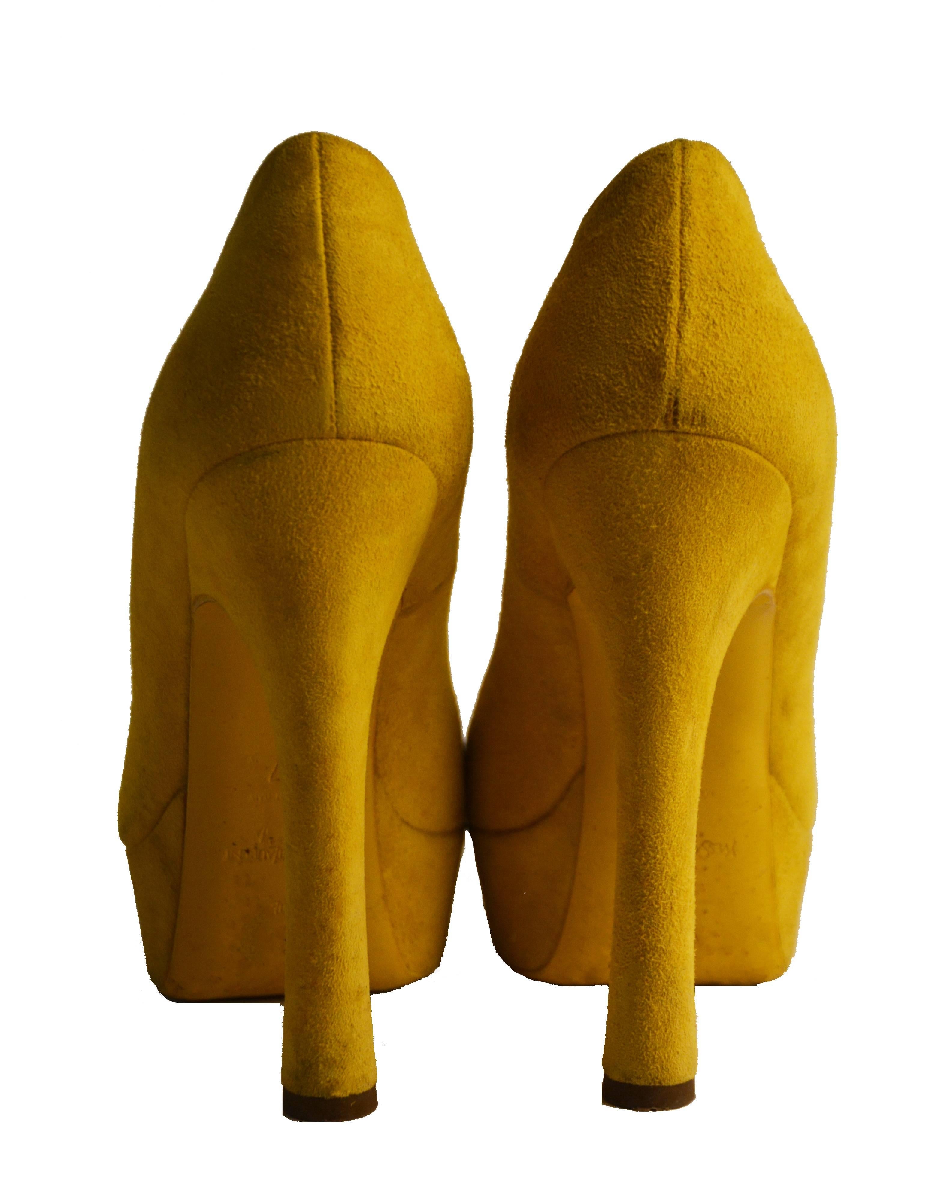 Yellow Yves Saint Laurent yellow suede pumps For Sale