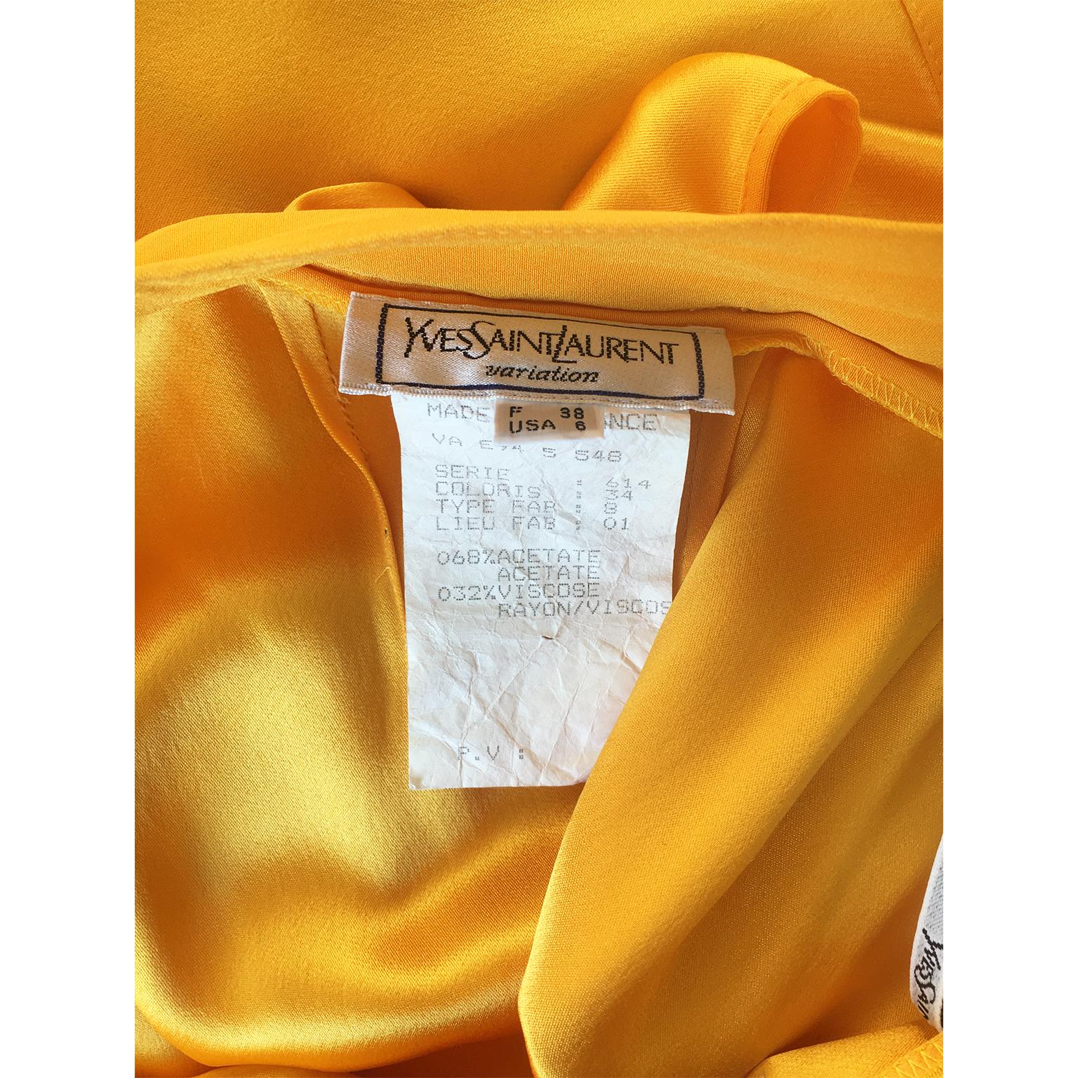 Yves Saint Laurent Yellow Trouser Wide Pants Knot Ribbon 1980's For Sale 2