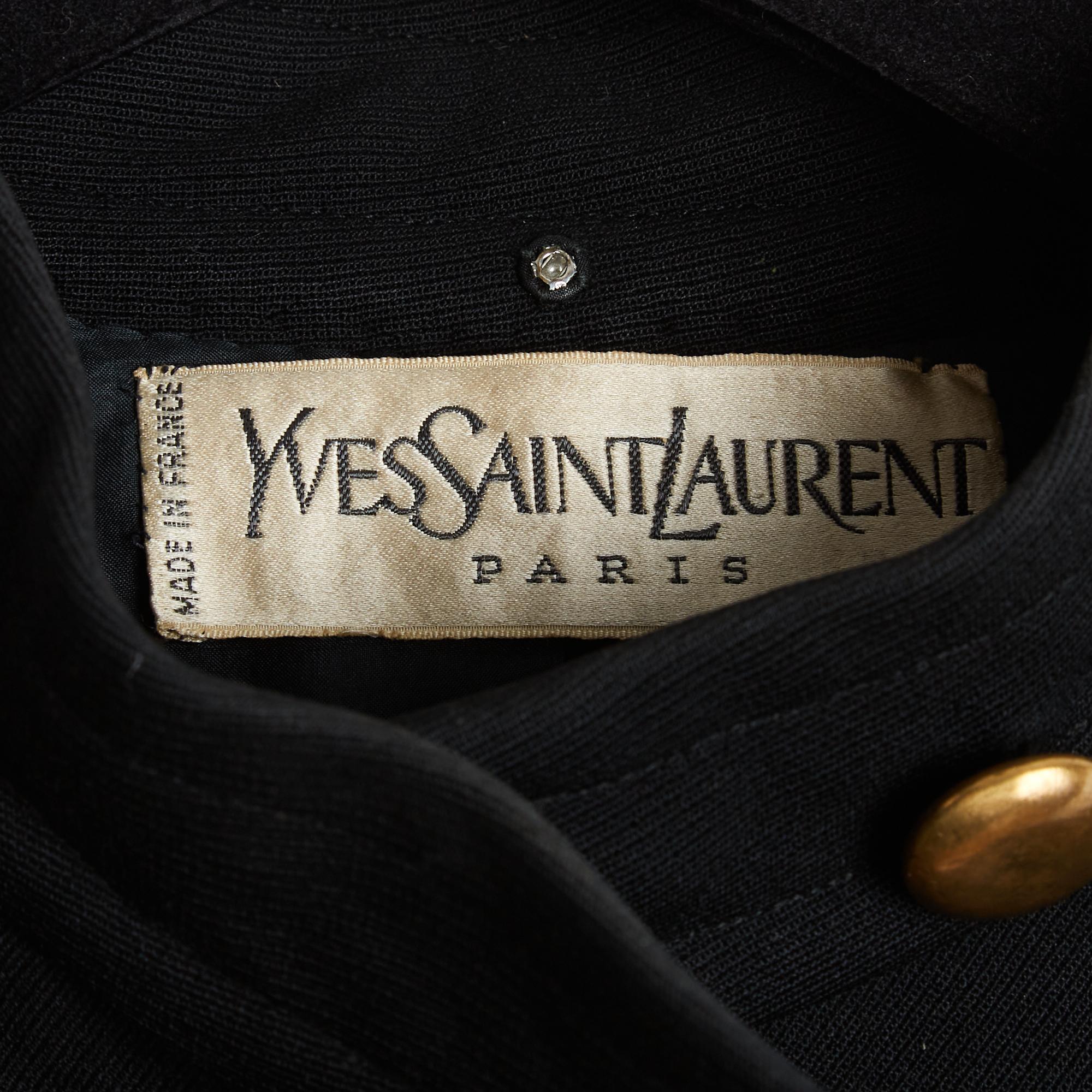 Yves Saint Laurent YSL 1970s Veste FR38 Haute Couture Schwarz Wolle Jacke UK10 US8 im Angebot 1
