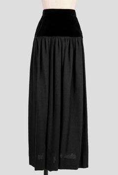 YVES SAINT LAURENT YSL 1976-77 Russian Collection Black Wool & Velvet Skirt