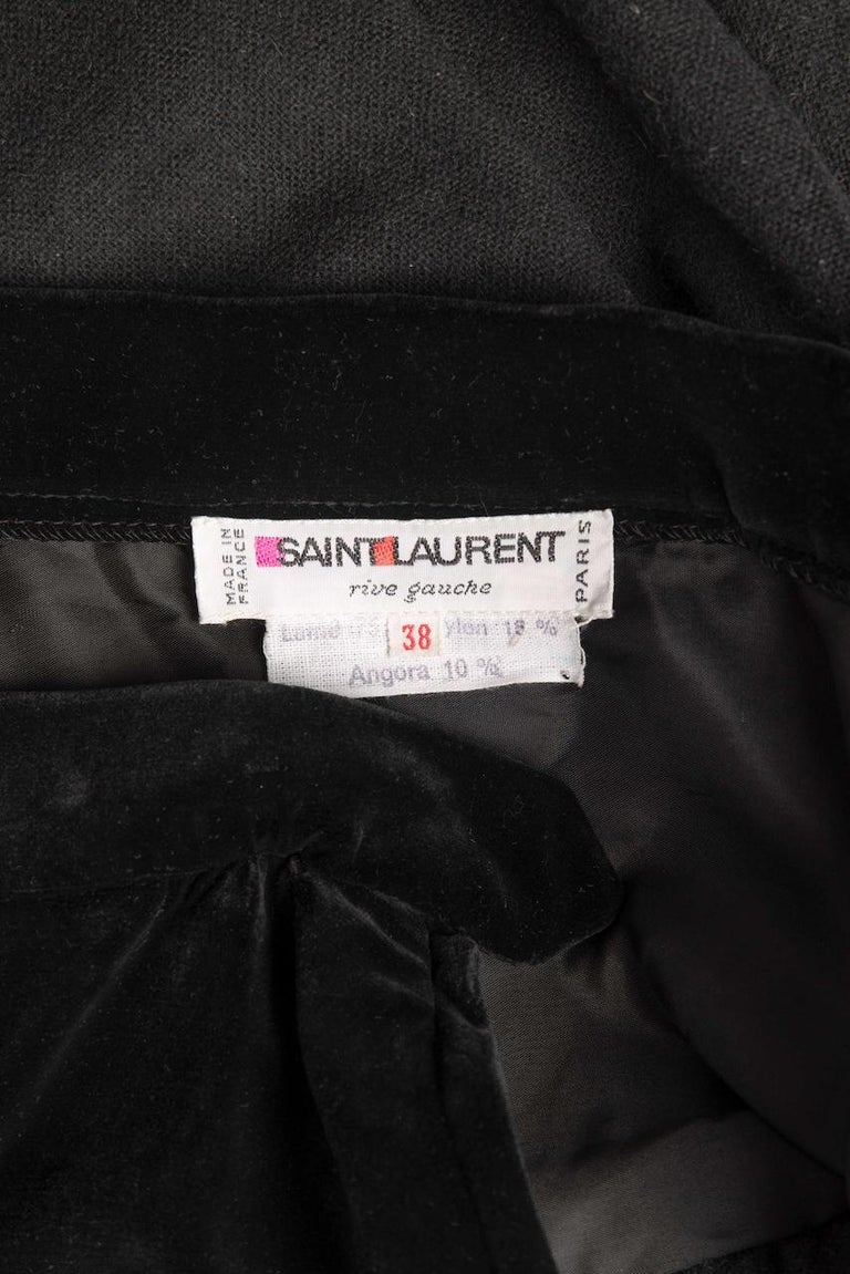 YVES SAINT LAURENT YSL 1976-77 Russian Collection Black Wool and Velvet ...