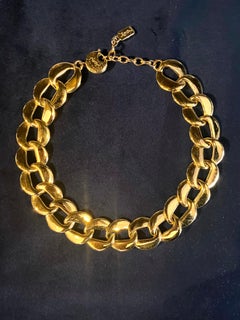 Yves Saint Laurent, YSL 1980s Bright Gold Round Curb Link Chain Necklace