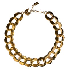 Yves Saint Laurent, YSL 1980s Bright Gold Round Curb Link Chain Necklace