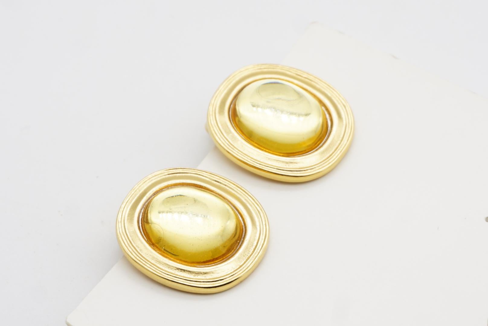 Yves Saint Laurent YSL 1980s Clear Citrine Topaz Cabochon Crystal Oval Earrings For Sale 5
