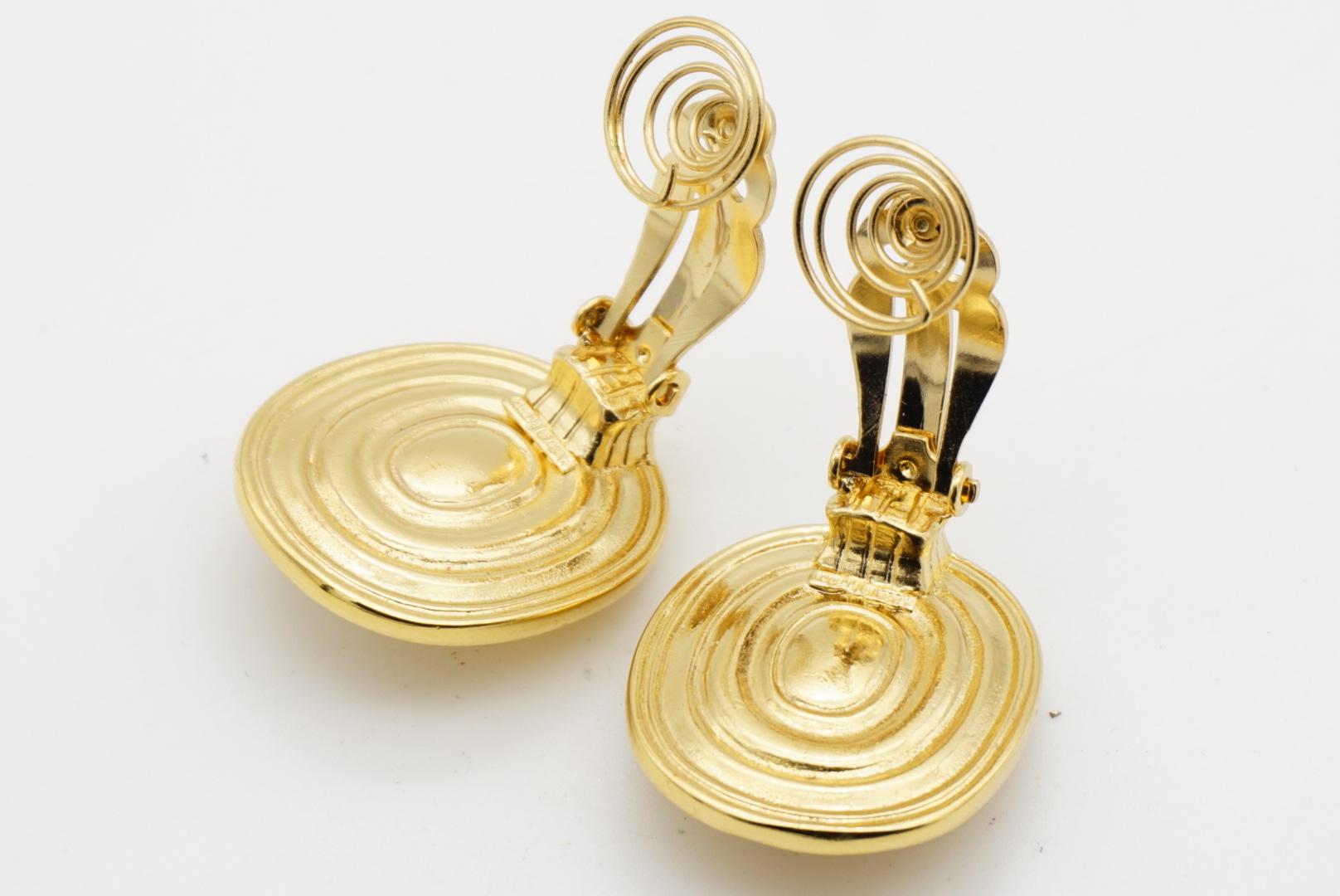Yves Saint Laurent YSL 1980s Clear Citrine Topaz Cabochon Crystal Oval Earrings For Sale 9