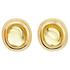 Yves Saint Laurent YSL 1980s Clear Citrine Topaz Cabochon Crystal Oval Earrings