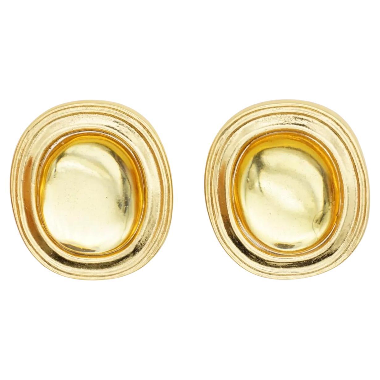 Boucles d'oreilles ovales Yves Saint Laurent YSL des années 1980, citrine, topaze et cabochon de cristal clair en vente