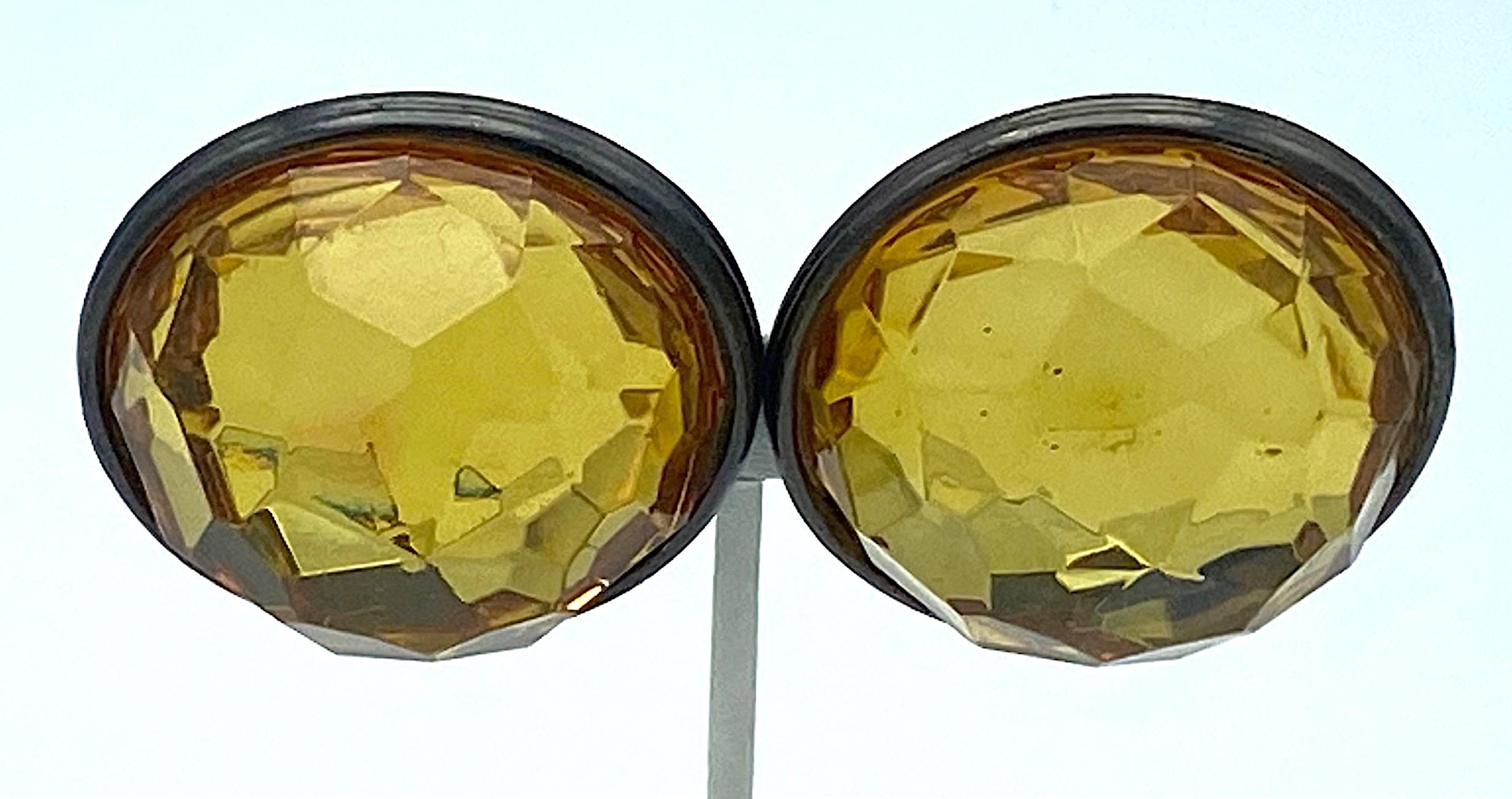 Yves Saint Laurent YSL 1980s Faceted Dome Large Button Earrings 7