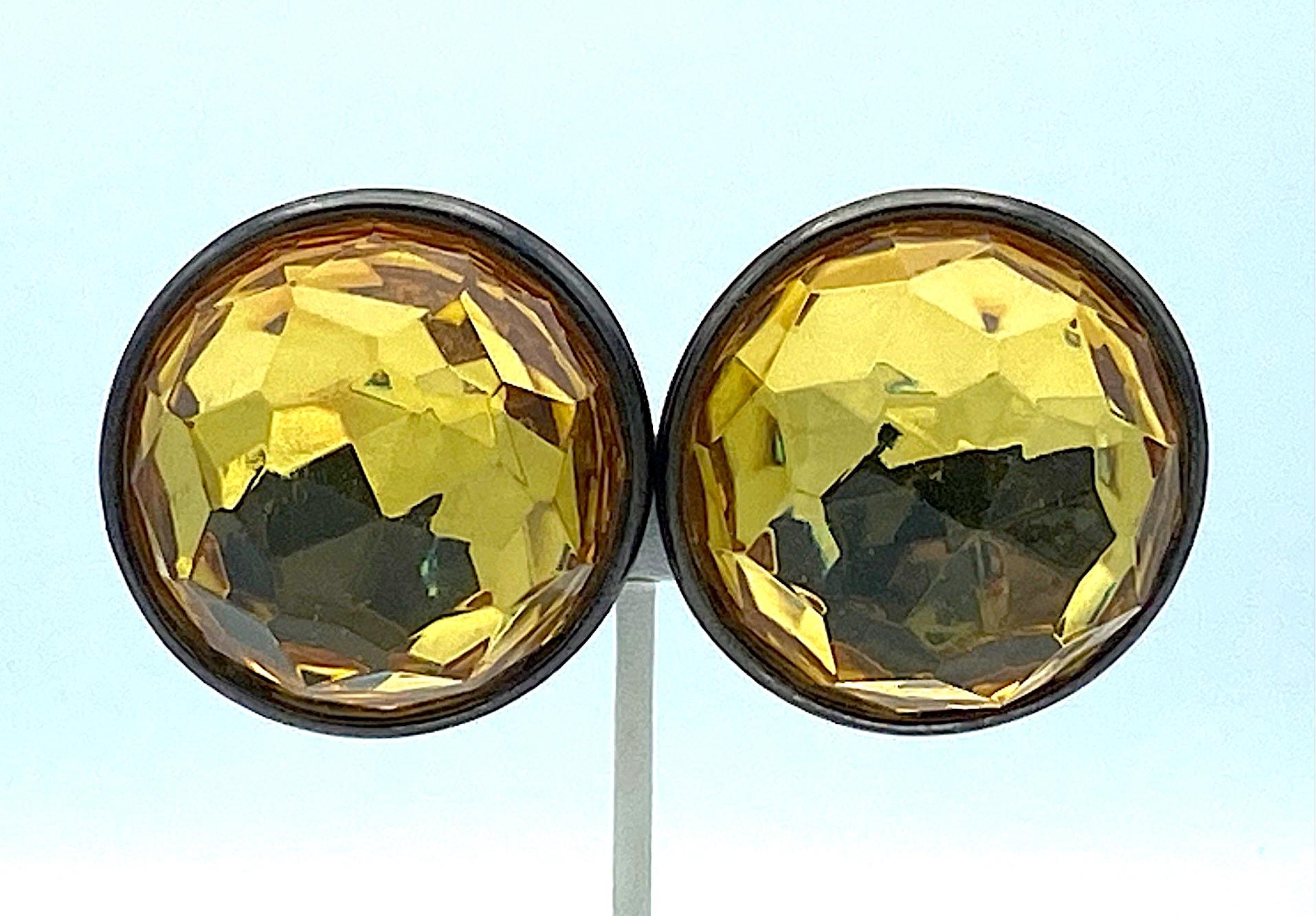 Yves Saint Laurent YSL 1980s Faceted Dome Large Button Earrings 8