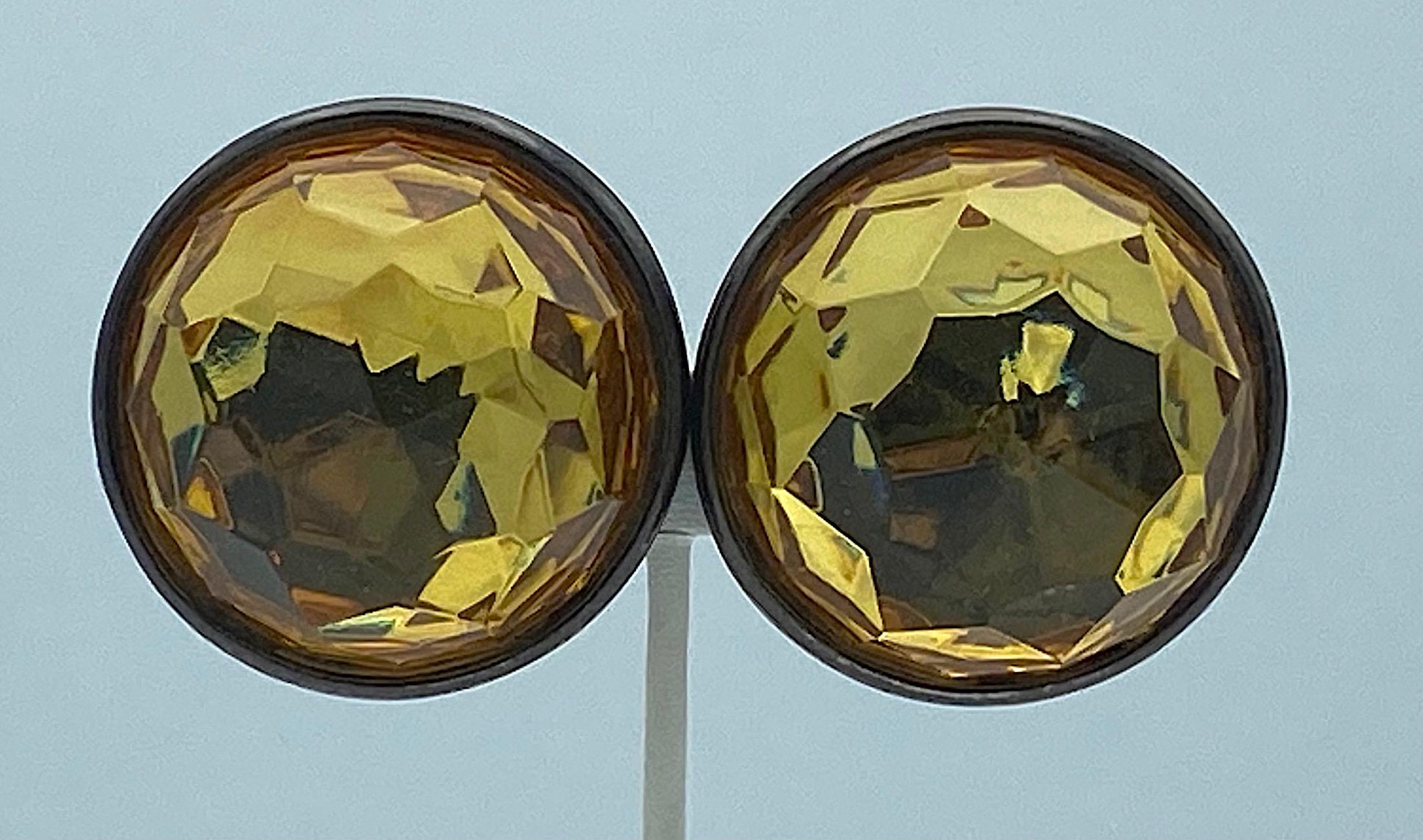 Yves Saint Laurent YSL 1980s Faceted Dome Large Button Earrings 9