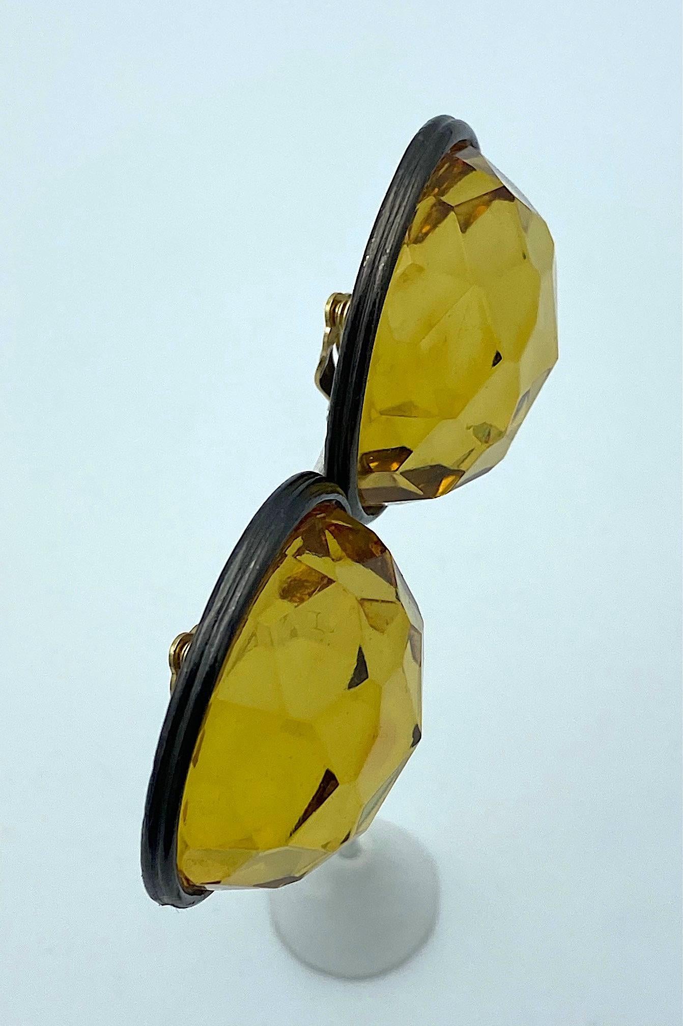 Yves Saint Laurent YSL 1980s Faceted Dome Large Button Earrings 11