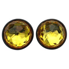 Yves Saint Laurent YSL 1980s Faceted Dome Large Button Earrings