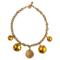 Yves Saint Laurent YSL 1980s Gold and Resin Ball Pendant Necklace