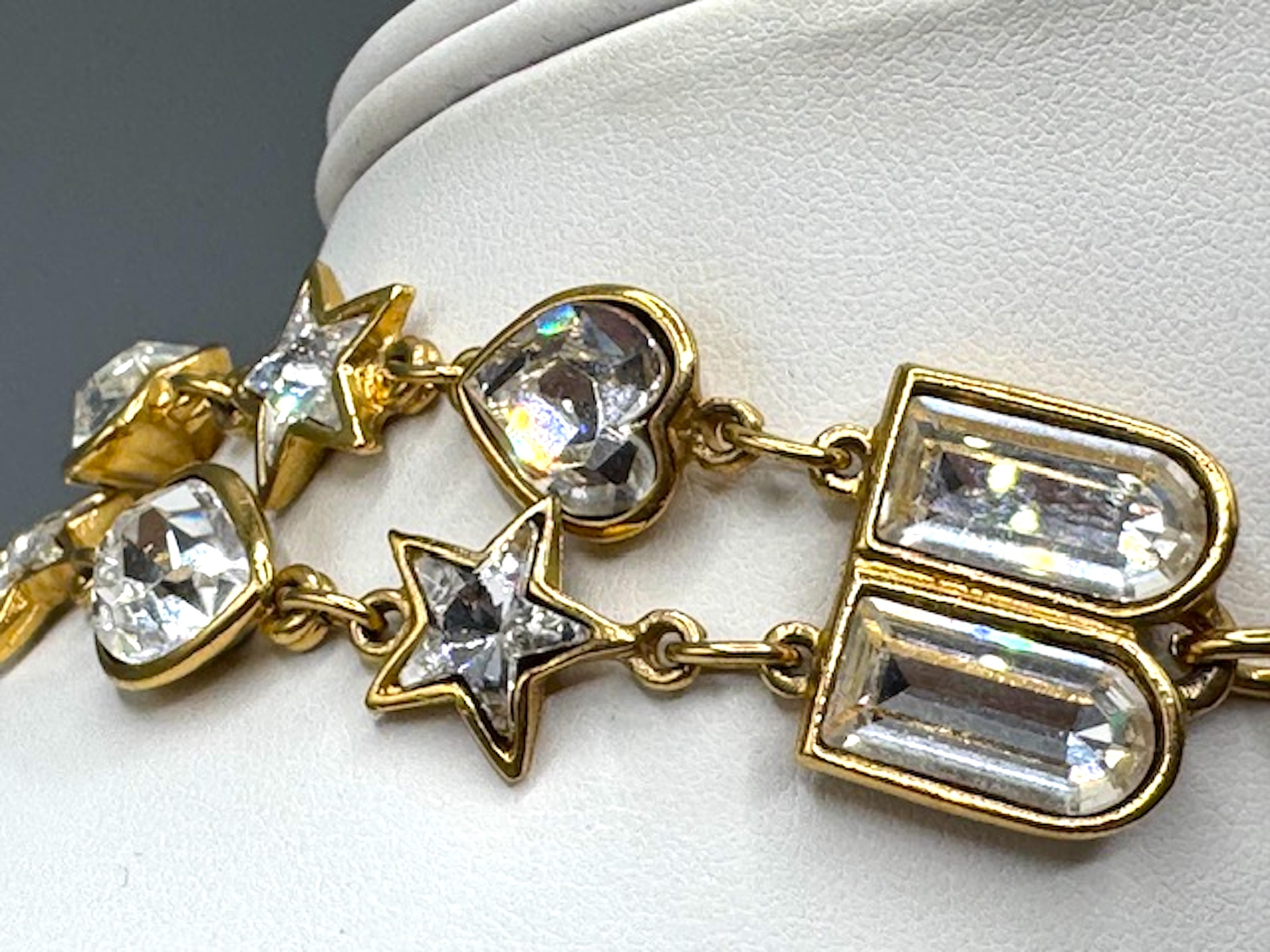 Yves Saint Laurent YSL 1980s Gold & Crystal 3 Strand Necklace and Bracelet Set 3