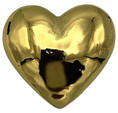 Yves Saint Laurent YSL 1980s Gold Heart Brooch