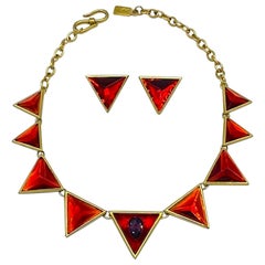 Vintage Yves Saint Laurent YSL 1980s Necklace 
Earrings