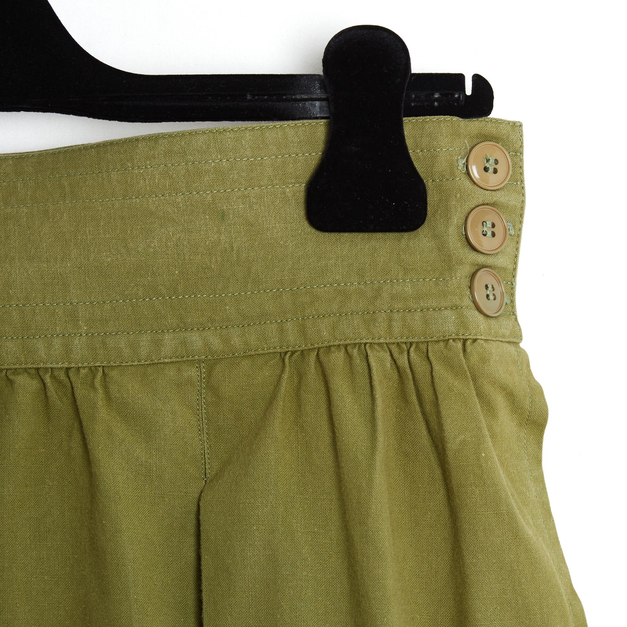 Yves Saint Laurent YSL 1985s Ensemble FR38 Olive Cotton Top and Skirt UK10 US8 For Sale 5