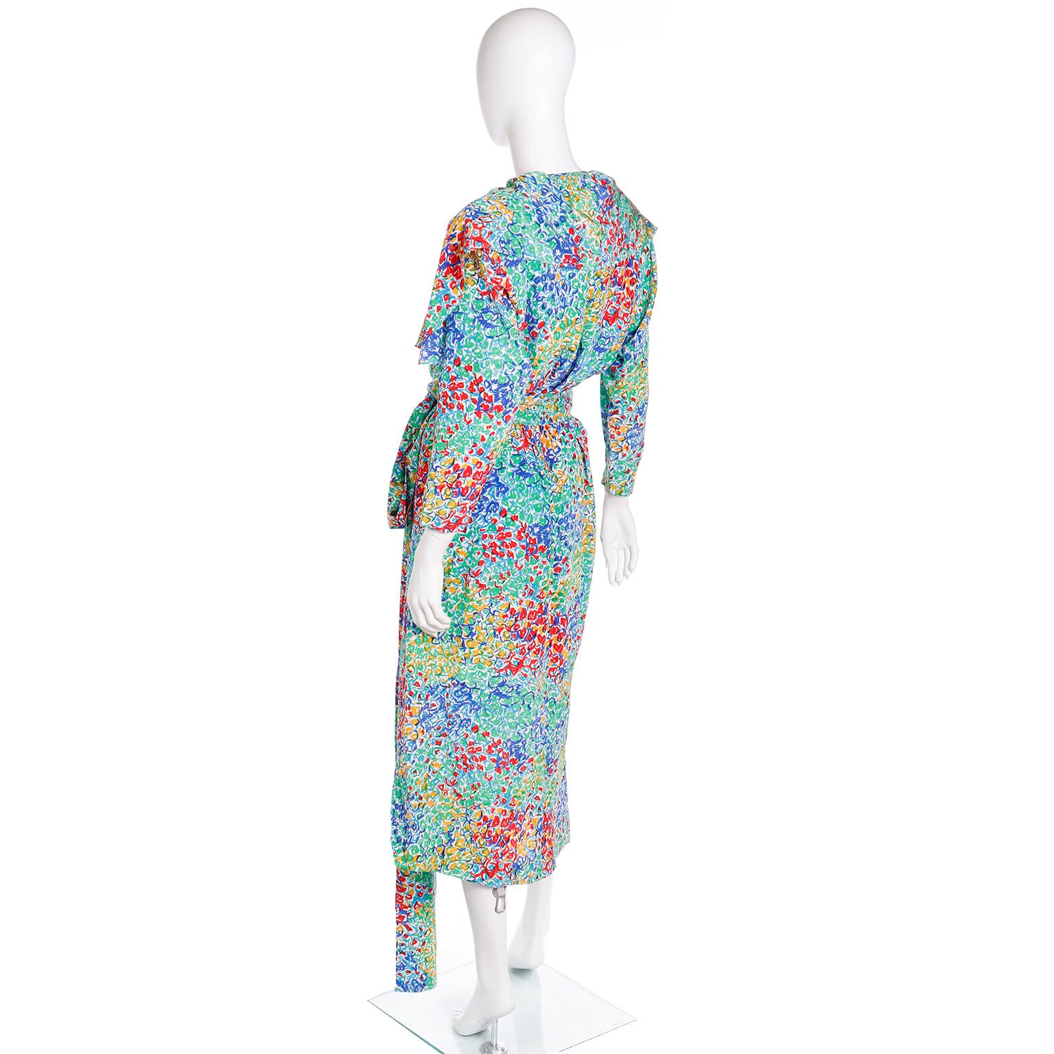 Women's Yves Saint Laurent YSL 1989 Vintage Silk Floral Runway Dress