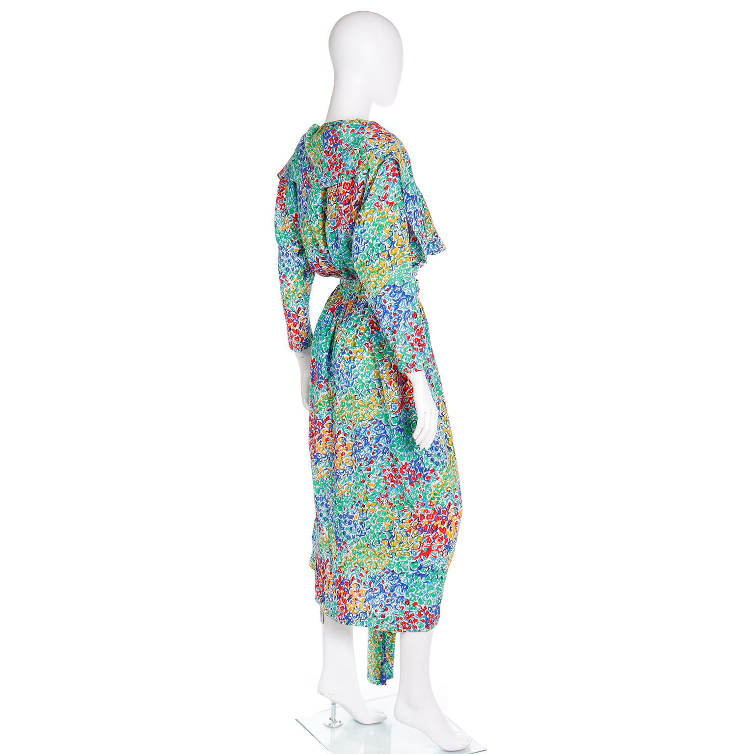 Yves Saint Laurent YSL 1989 Vintage Silk Floral Runway Dress 2