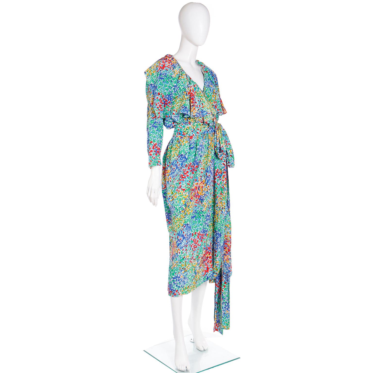 Yves Saint Laurent YSL 1989 Vintage Silk Floral Runway Dress 3