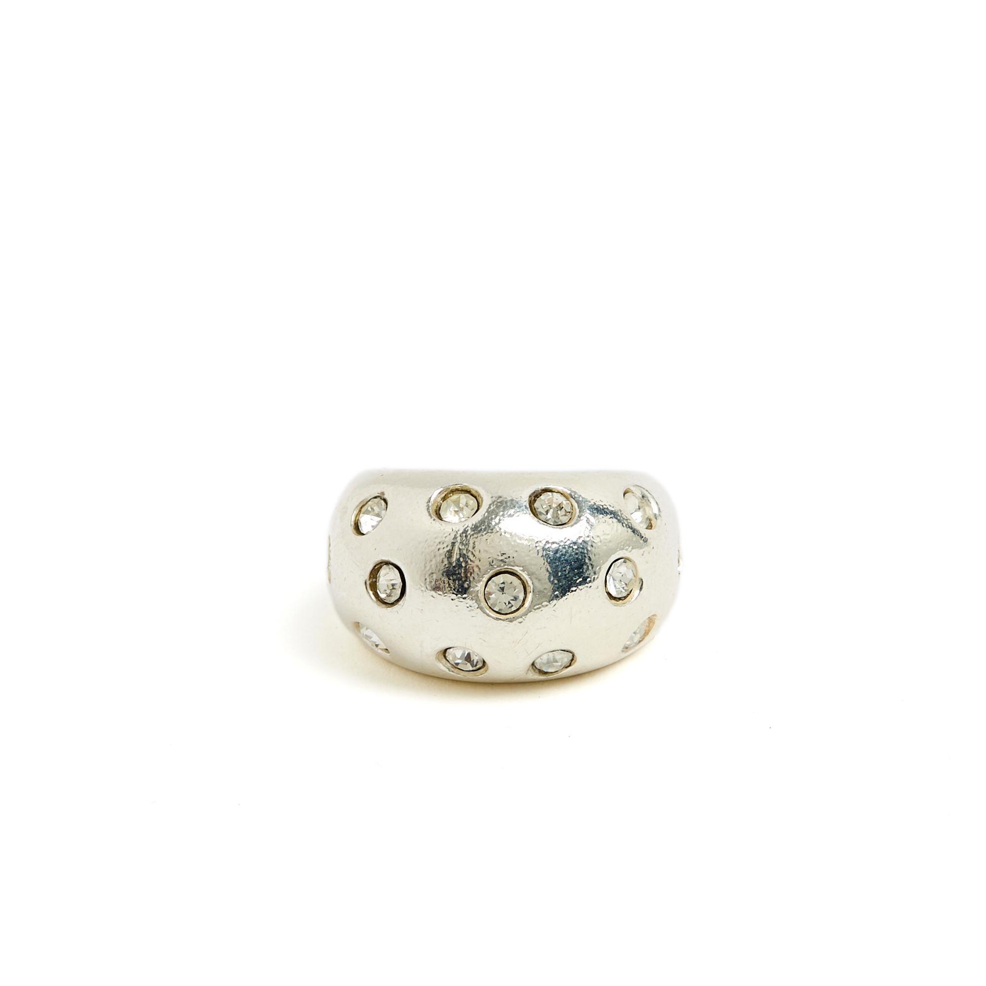 Yves Saint Laurent YSL 1990s Bague TDD53 Silver Dome Ring USUS6.25 In Good Condition For Sale In PARIS, FR