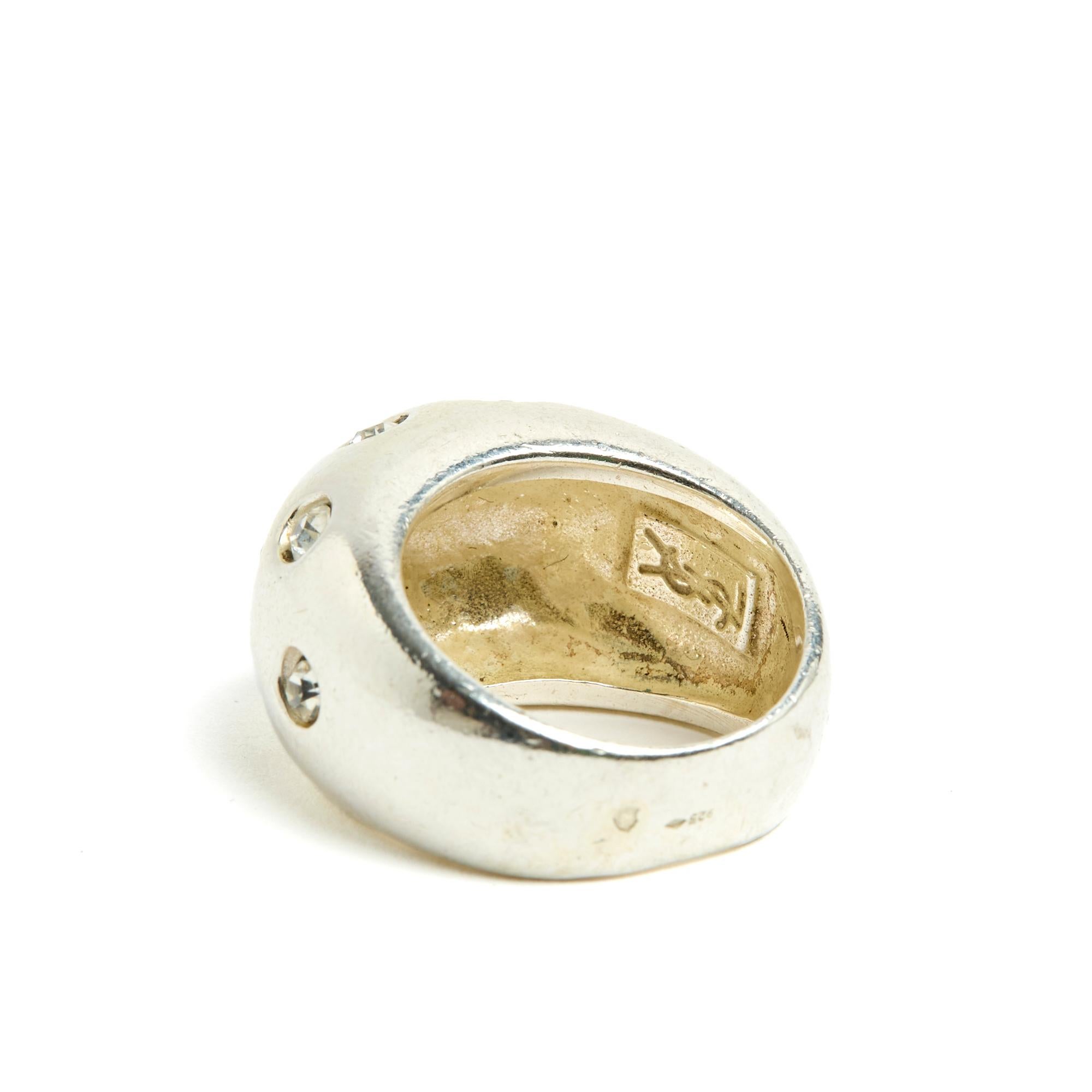 Women's or Men's Yves Saint Laurent YSL 1990s Bague TDD53 Silver Dome Ring USUS6.25 For Sale