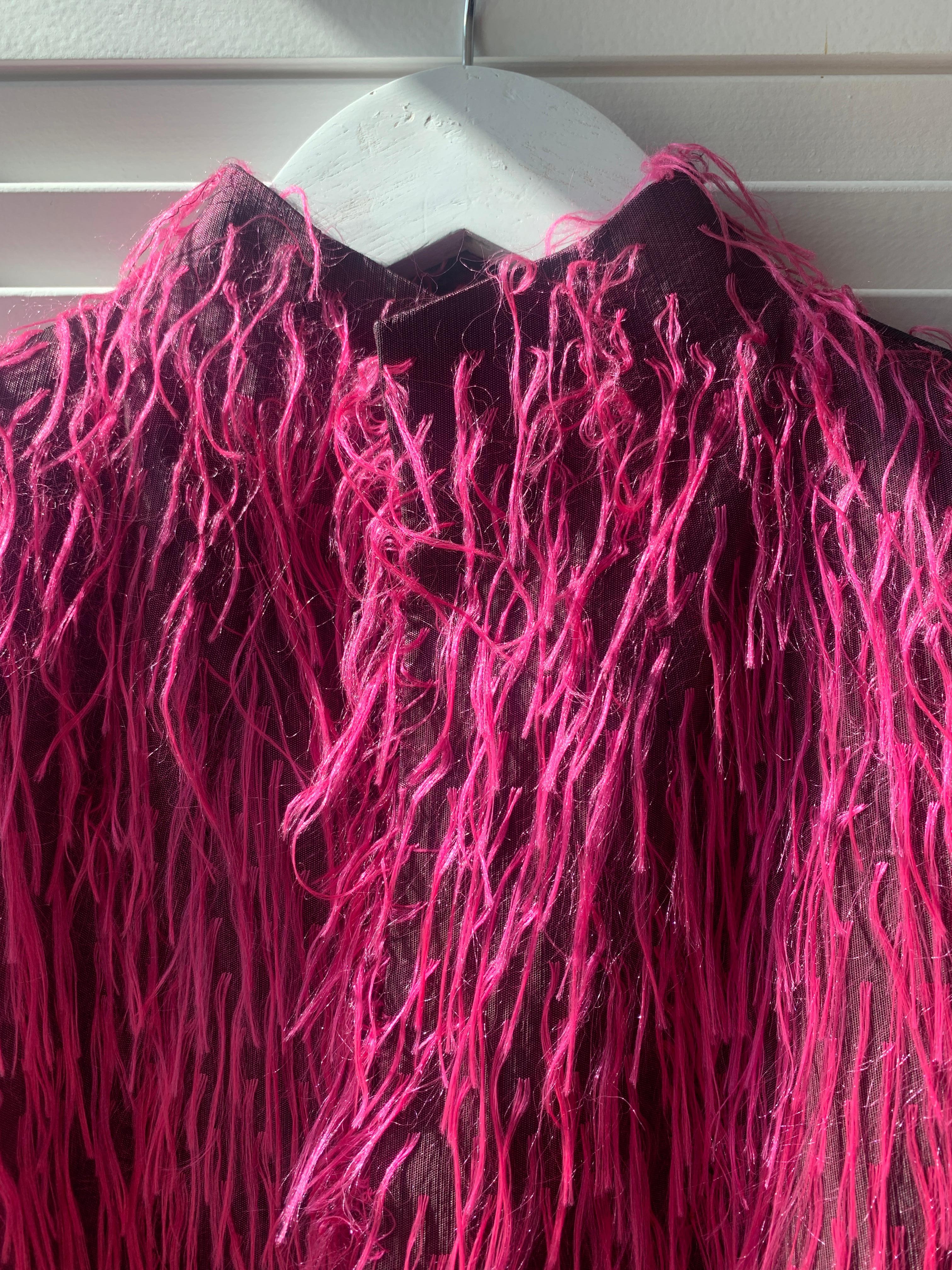 Yves Saint Laurent YSL 2000 - Veste courte froncée en fausse fourrure fuchsia Alber Elbaz en vente 7