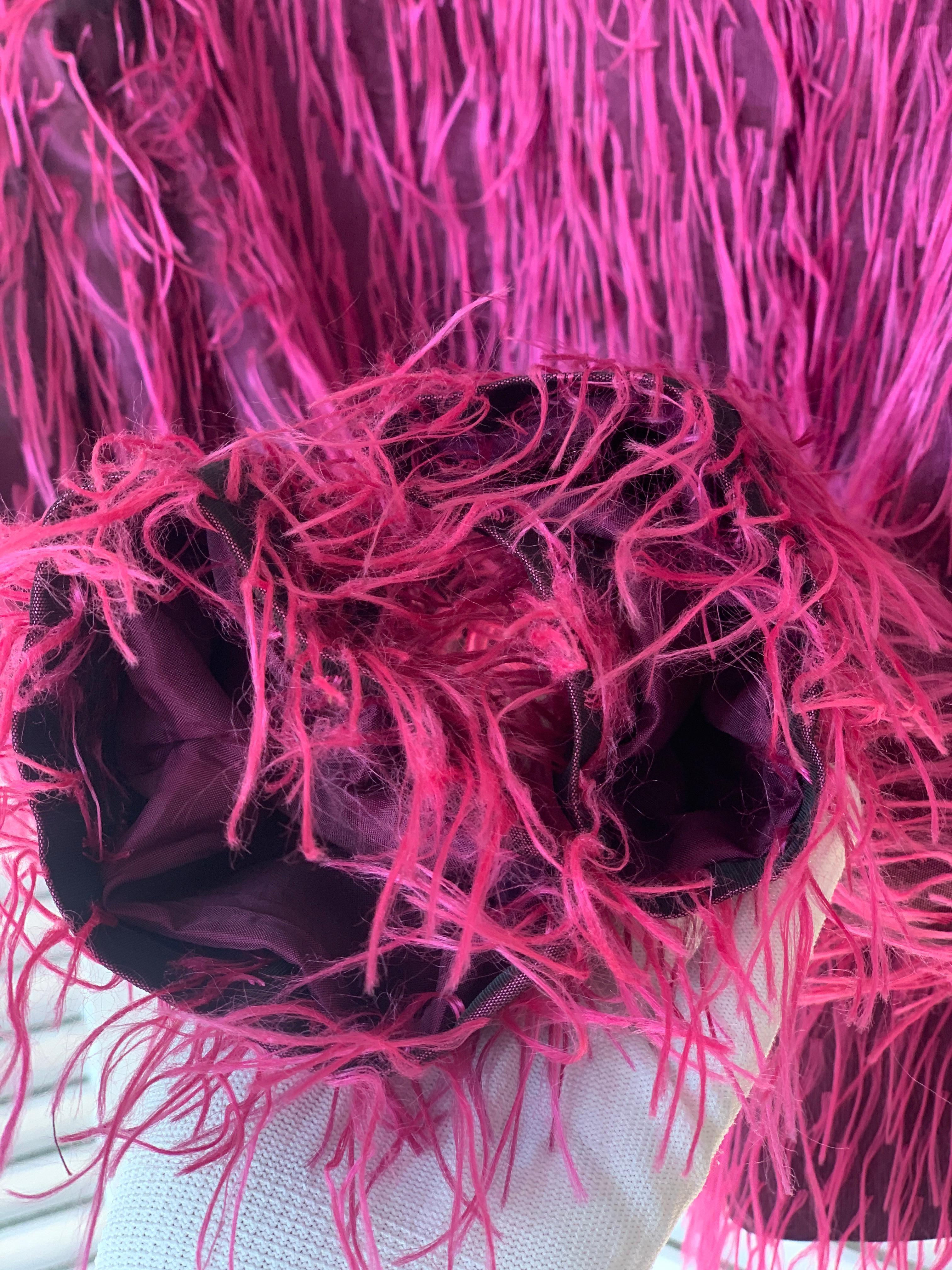 Yves Saint Laurent YSL 2000 - Veste courte froncée en fausse fourrure fuchsia Alber Elbaz en vente 8