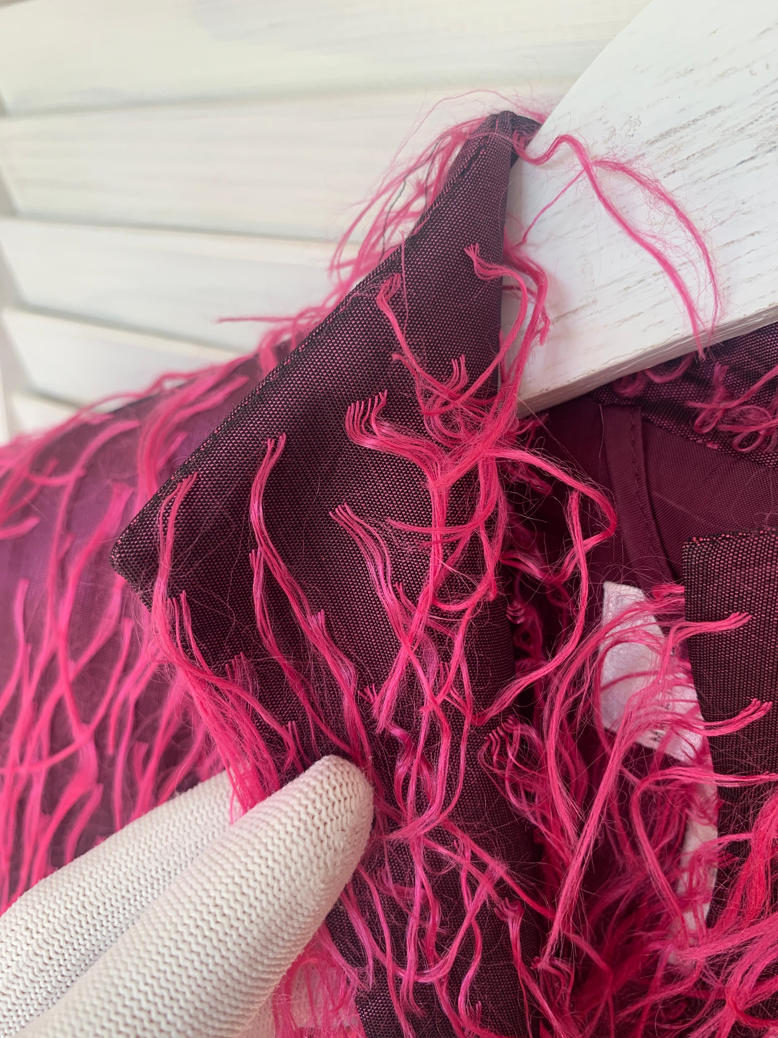 Yves Saint Laurent YSL 2000 - Veste courte froncée en fausse fourrure fuchsia Alber Elbaz en vente 9