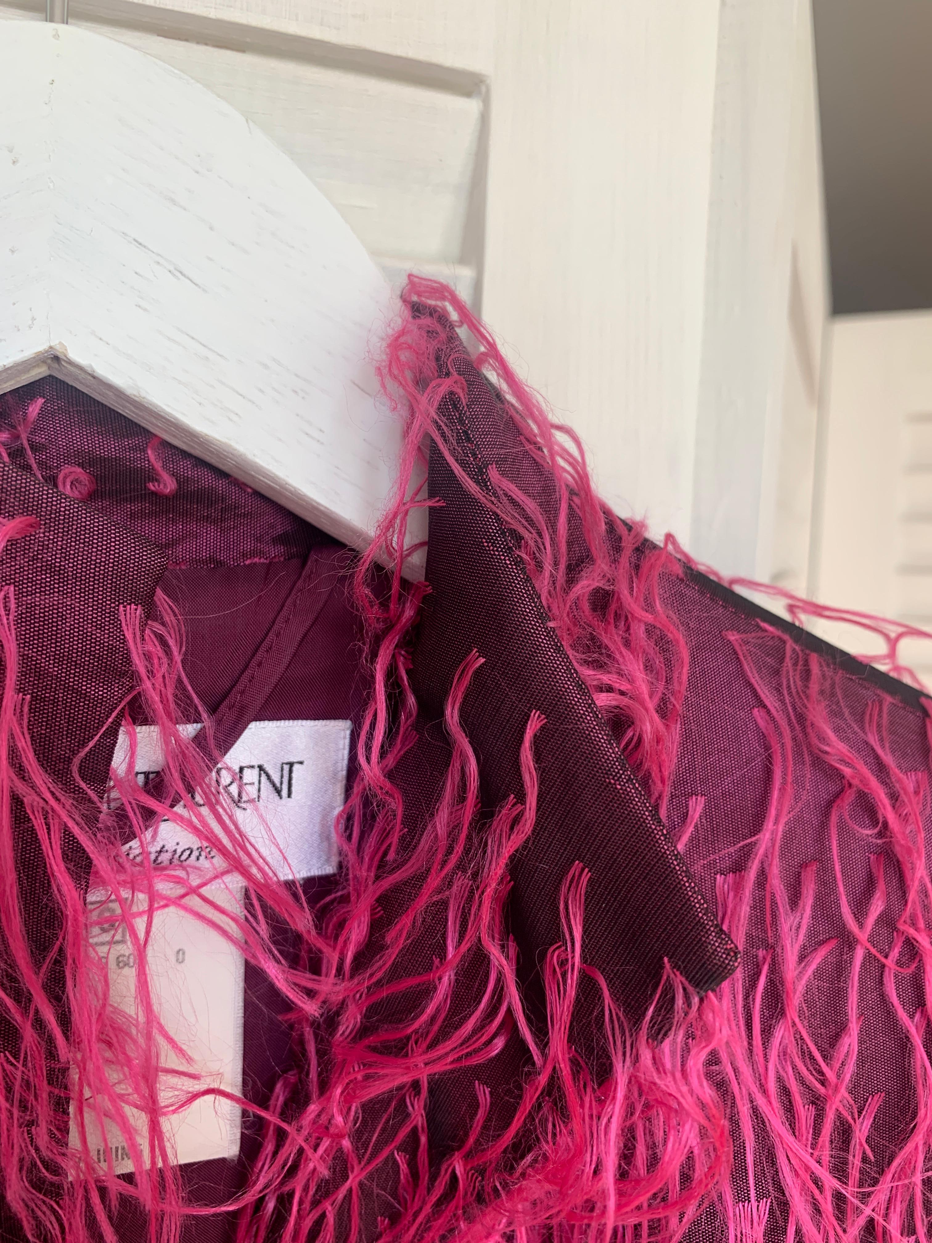 Yves Saint Laurent YSL 2000 - Veste courte froncée en fausse fourrure fuchsia Alber Elbaz en vente 10