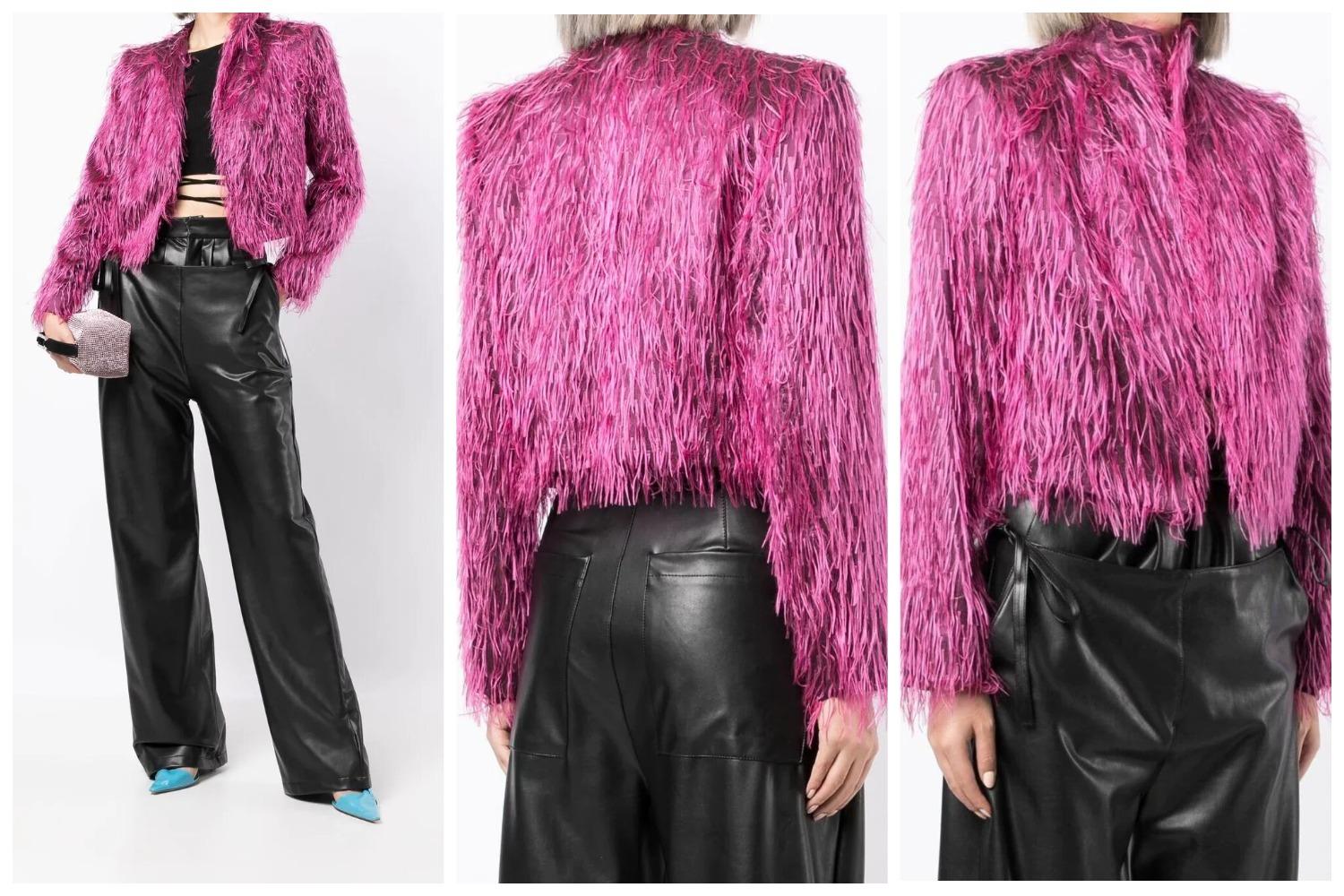 Yves Saint Laurent YSL 2000 - Veste courte froncée en fausse fourrure fuchsia Alber Elbaz en vente 12