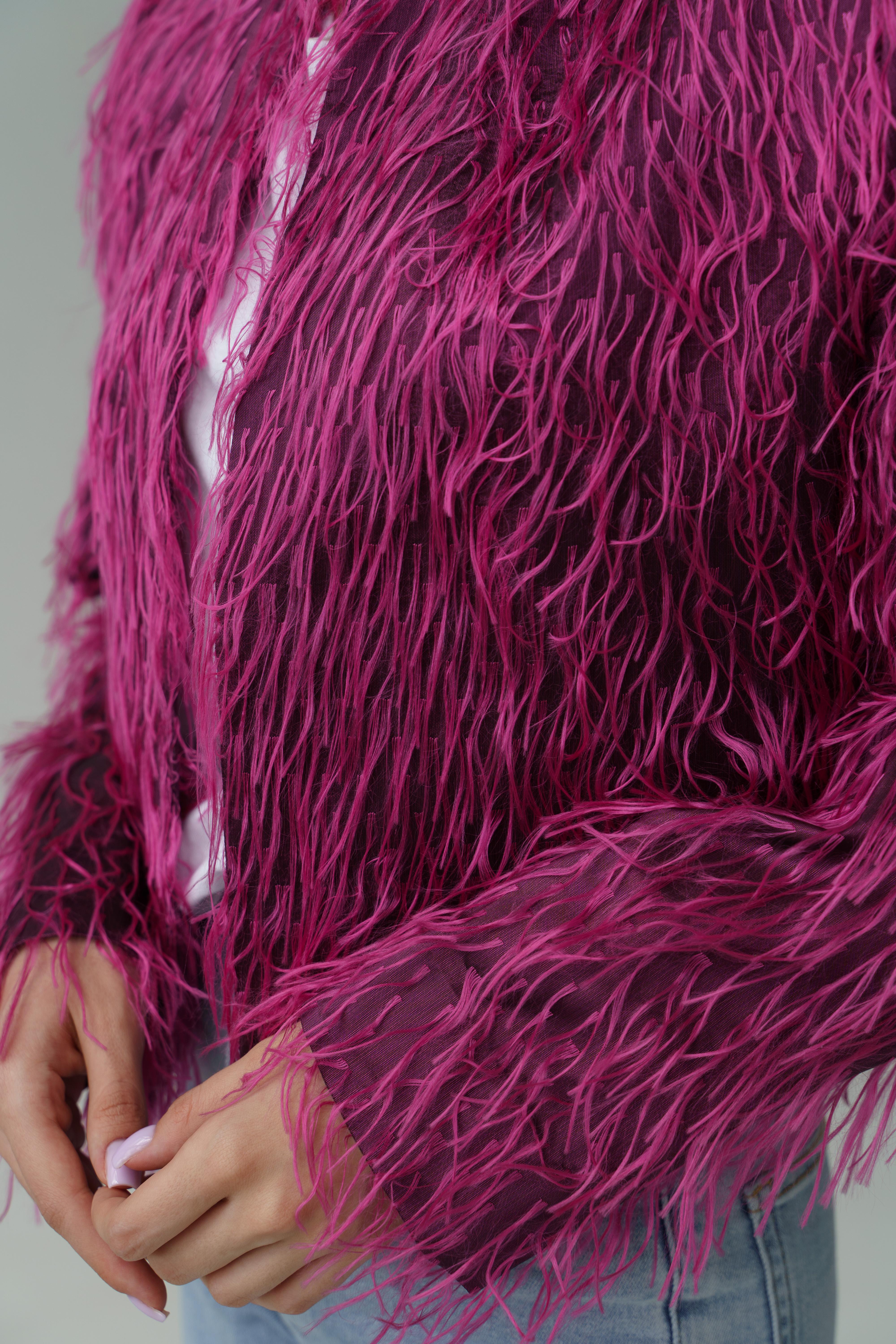 Yves Saint Laurent YSL 2000 - Veste courte froncée en fausse fourrure fuchsia Alber Elbaz Excellent état - En vente à Алматинский Почтамт, KZ