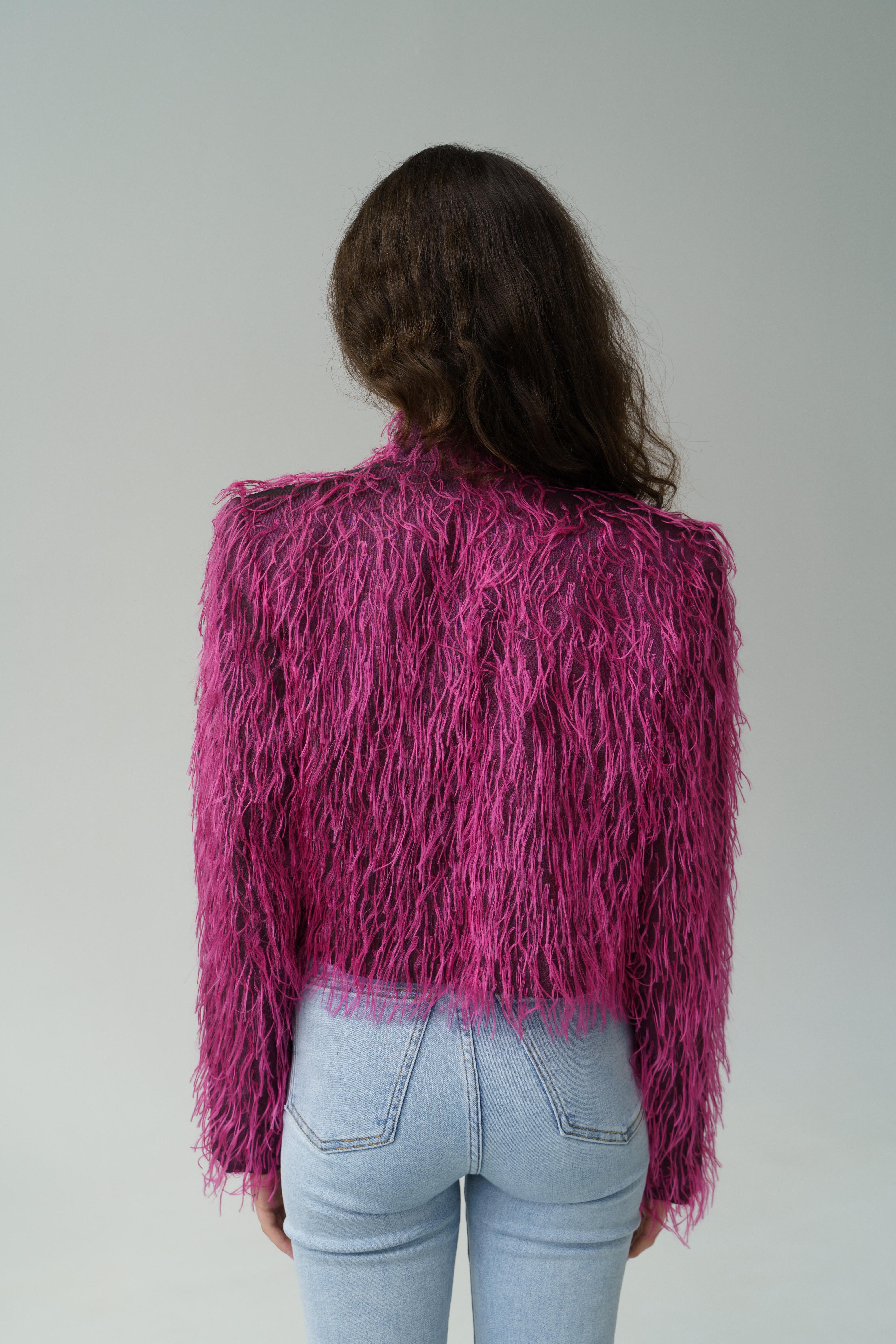 Yves Saint Laurent YSL 2000 - Veste courte froncée en fausse fourrure fuchsia Alber Elbaz Pour femmes en vente