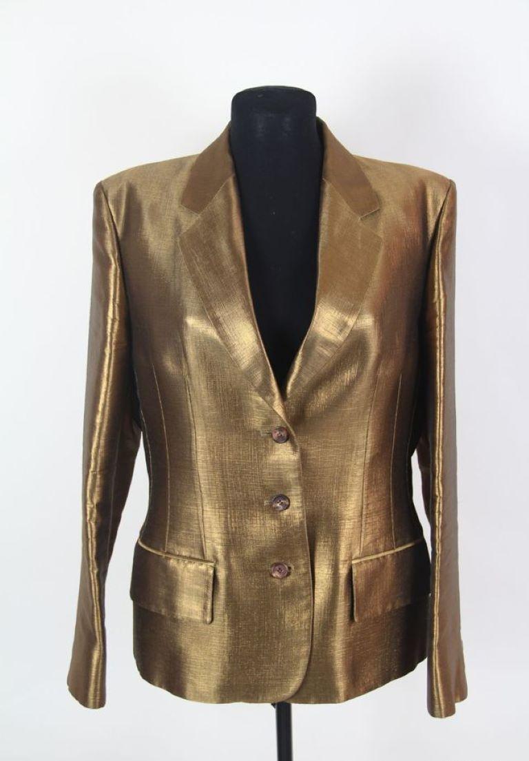 Black FW 2000 Yves Saint Laurent YSL Alber Elbaz Era Gold Jacket runway rare For Sale