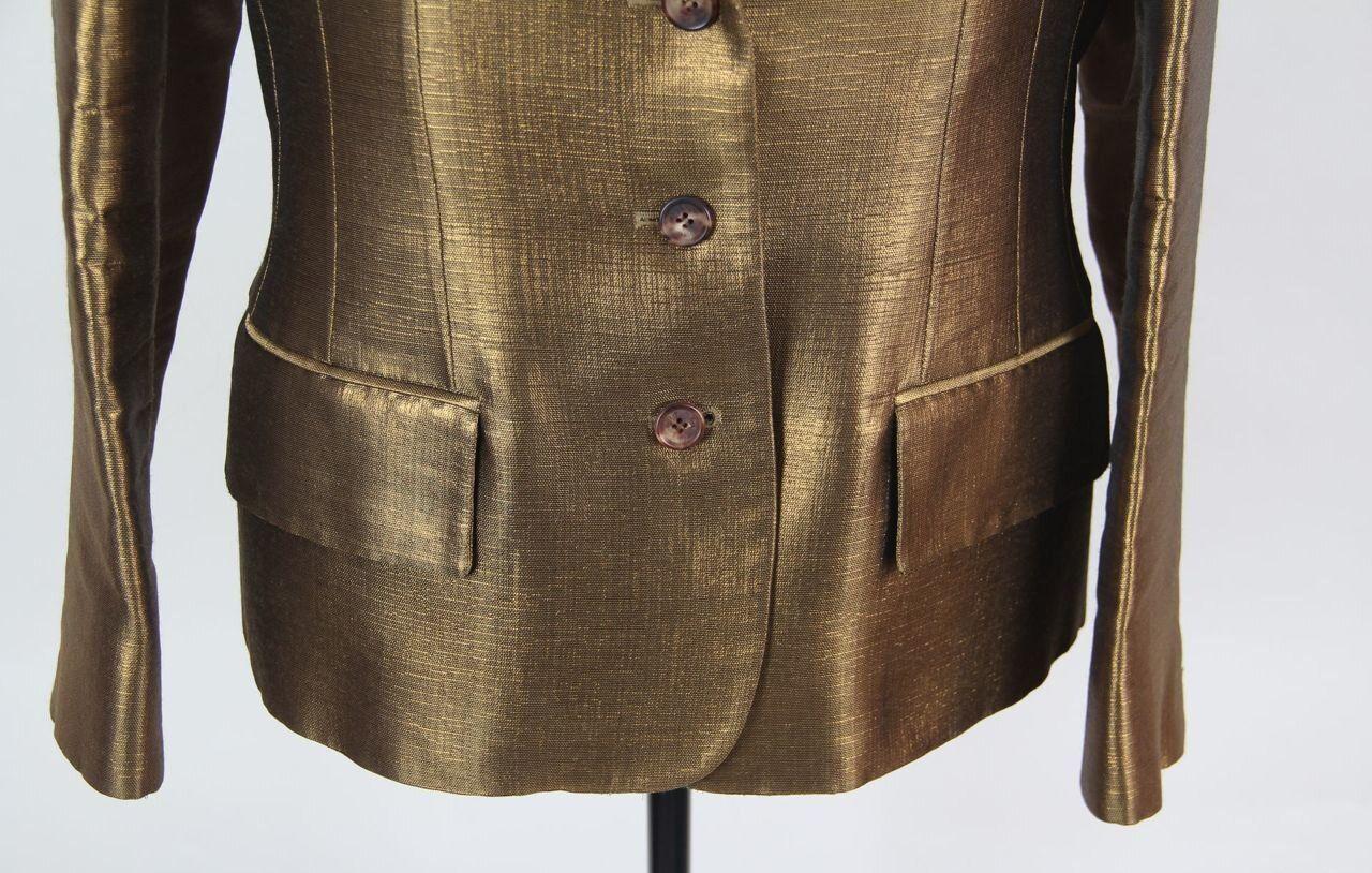 Women's FW 2000 Yves Saint Laurent YSL Alber Elbaz Era Gold Jacket runway rare For Sale