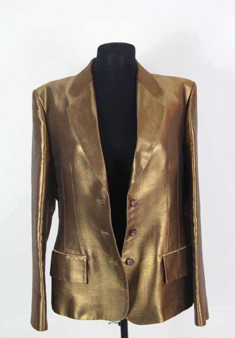 FW 2000 Yves Saint Laurent YSL Alber Elbaz Era Gold Jacket runway rare For Sale 4