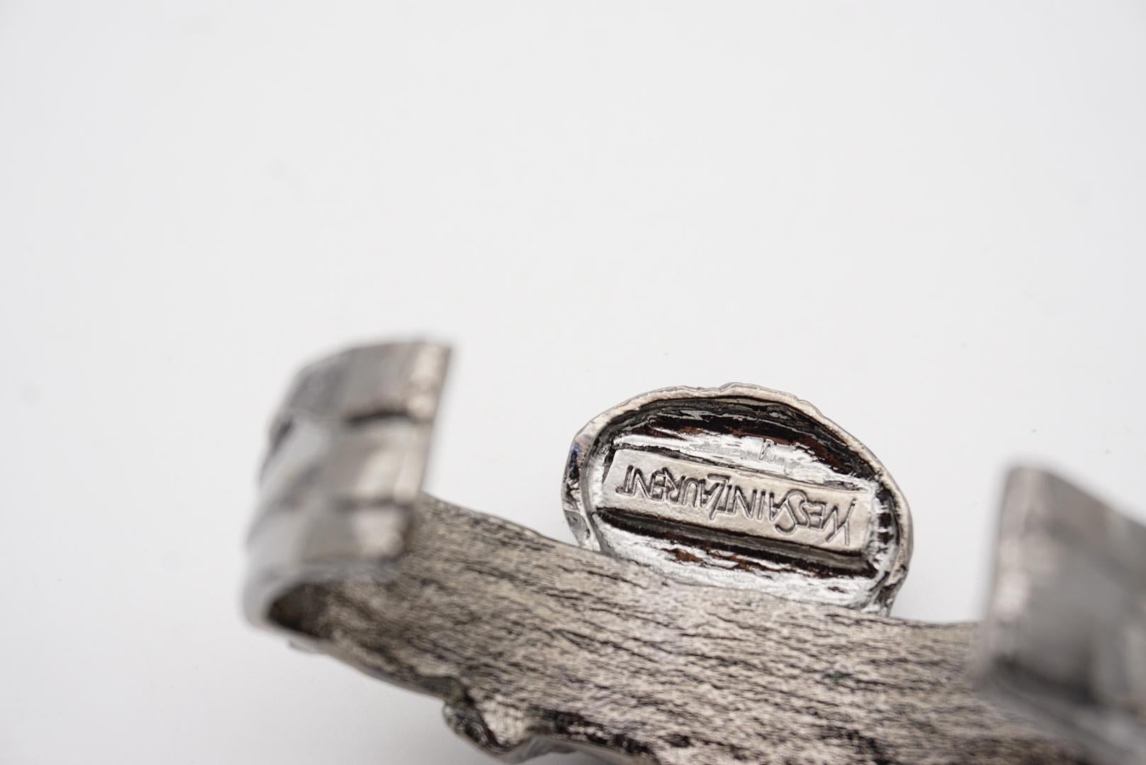 Yves Saint Laurent YSL Arty Ametista Viola Cabochon Bracciale Nero Argento in vendita 9