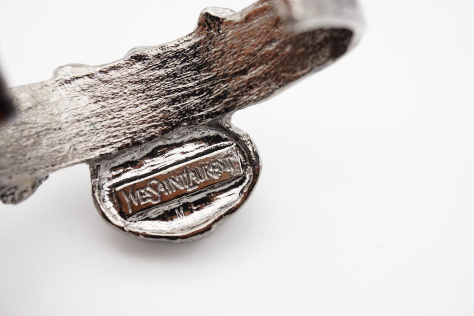 Yves Saint Laurent YSL Arty Ametista Viola Cabochon Bracciale Nero Argento in vendita 10