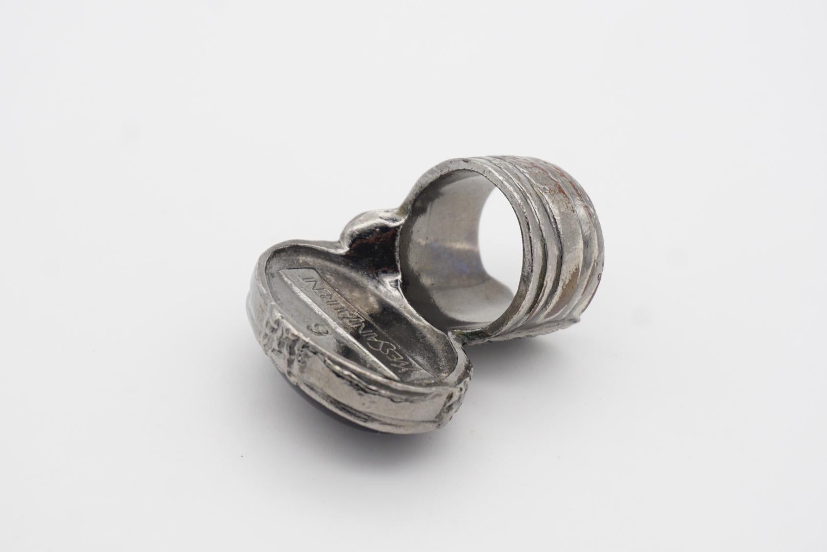 Yves Saint Laurent YSL Arty Anello d'argento con cabochon nero, misura 6 in vendita 7