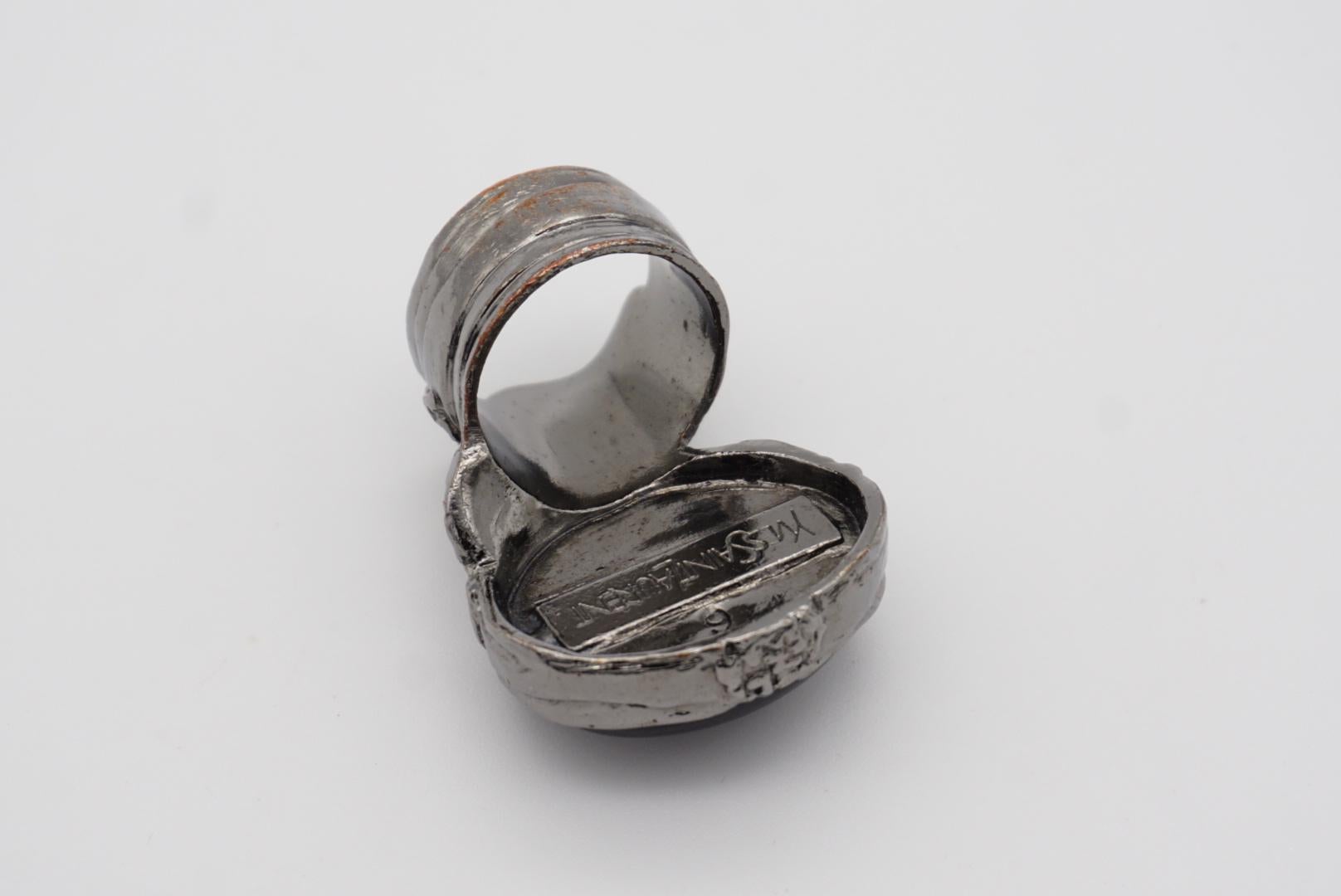 Yves Saint Laurent YSL Arty Anello d'argento con smalto cabochon nero, misura 6 in vendita 6