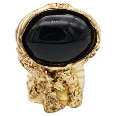 Yves Saint Laurent YSL Arty Black Cabochon Oval Chunky Statement Ring, Size 7
