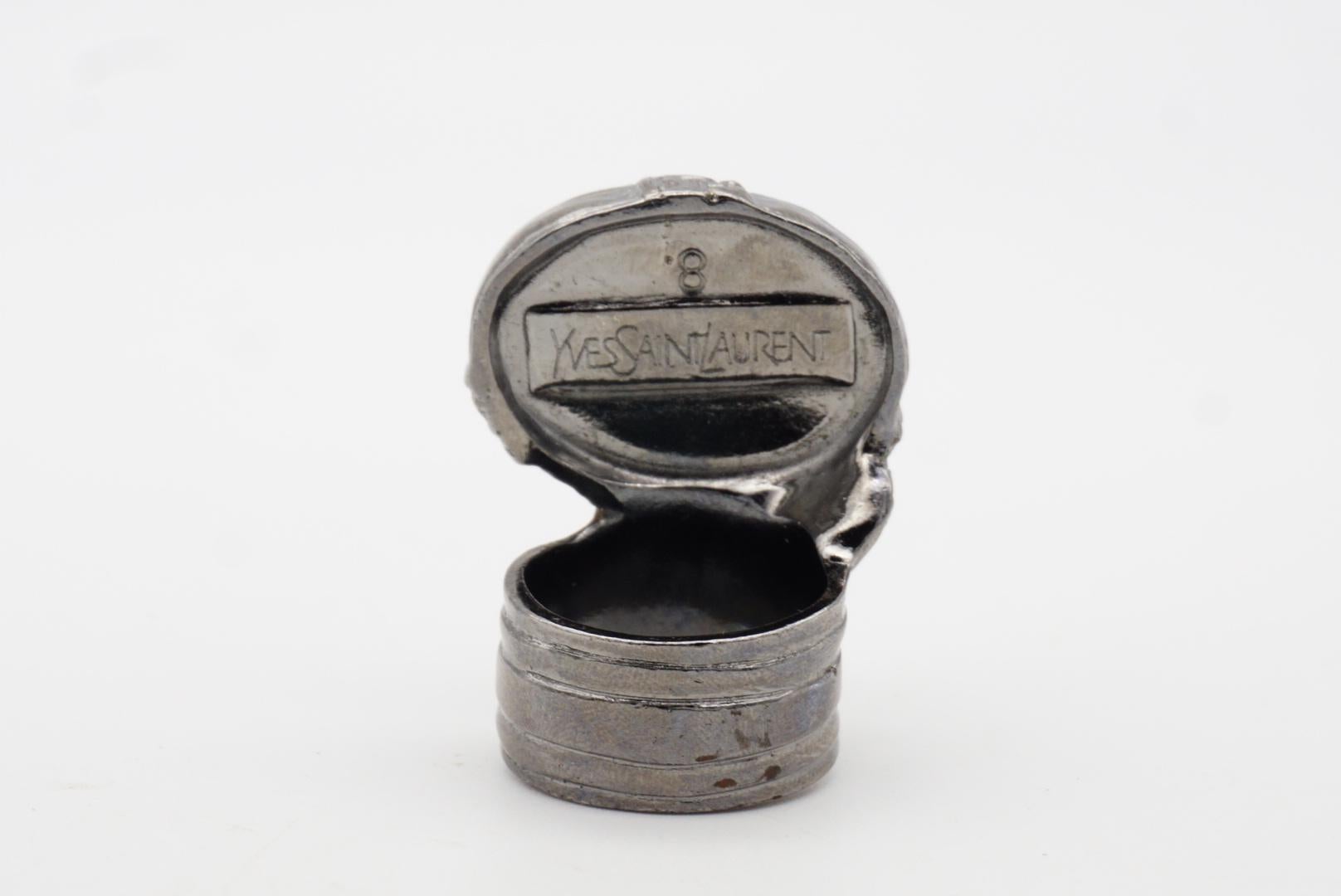 Yves Saint Laurent YSL Arty Black Chunky Statement Cabochon Silver Ring Taglia 8 in vendita 8