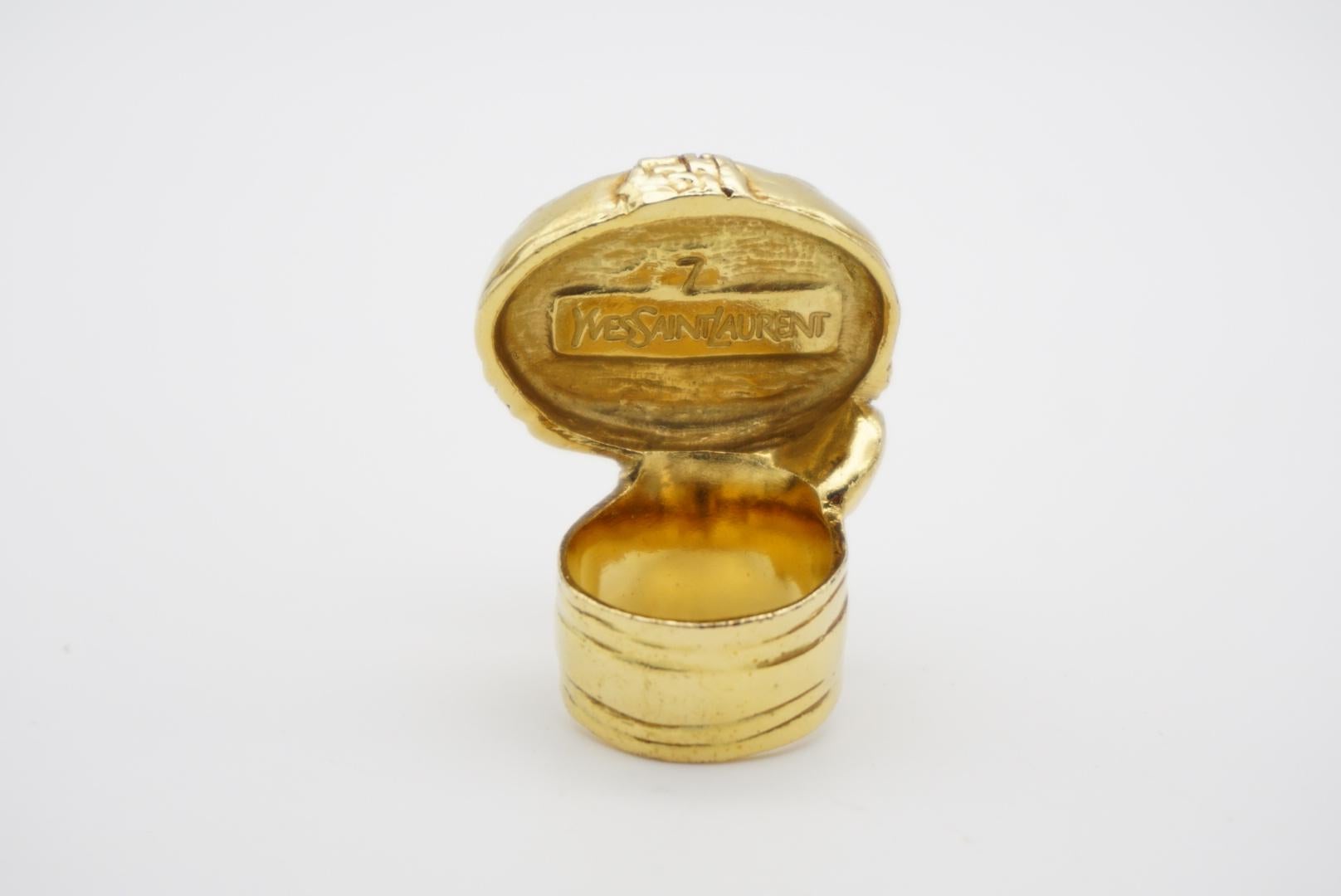 Yves Saint Laurent YSL Arty Cabochon Coral Orange Marble Bague en or épais, US 7 en vente 7