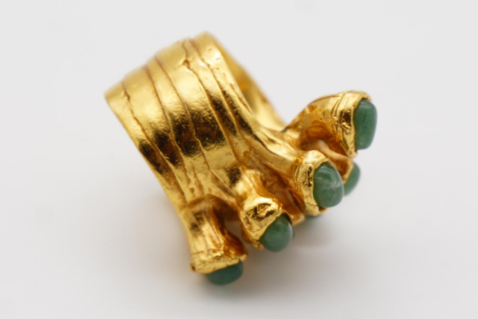 Yves Saint Laurent YSL Anello in oro con smeraldo verde cabochon e Dot Dot, misura 6 in vendita 7