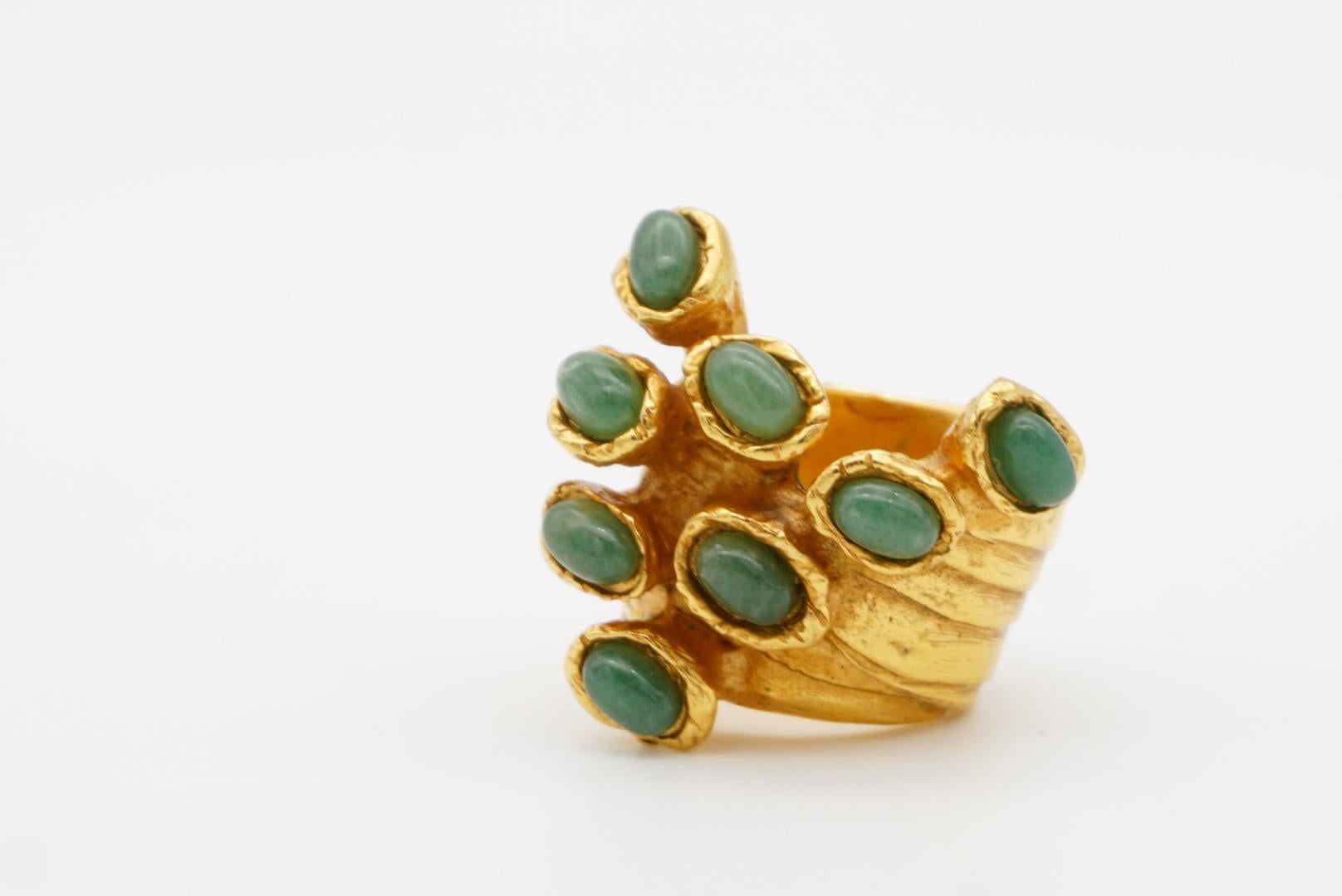 Yves Saint Laurent YSL Anello in oro con smeraldo verde cabochon e Dot Dot, misura 6 in vendita 3