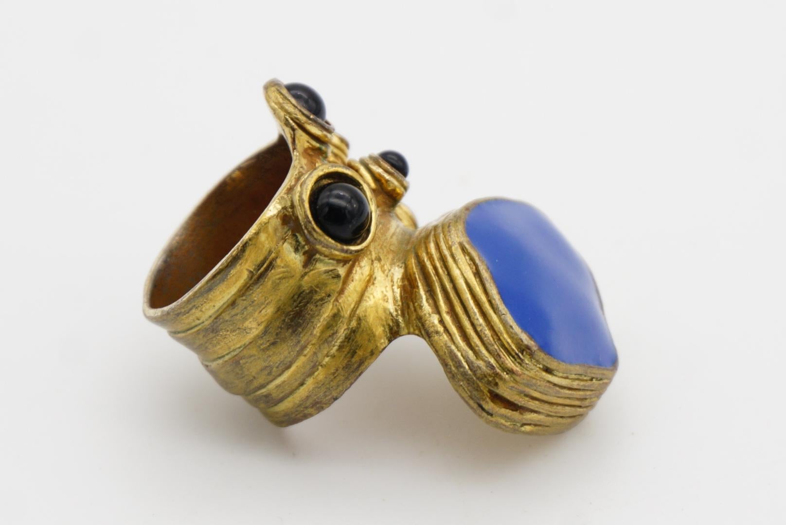 Yves Saint Laurent YSL Arty Cabochon Marineblauer Emaille-Statement-Ring mit schwarzen Punkten in Schwarz, US 5 im Angebot 5