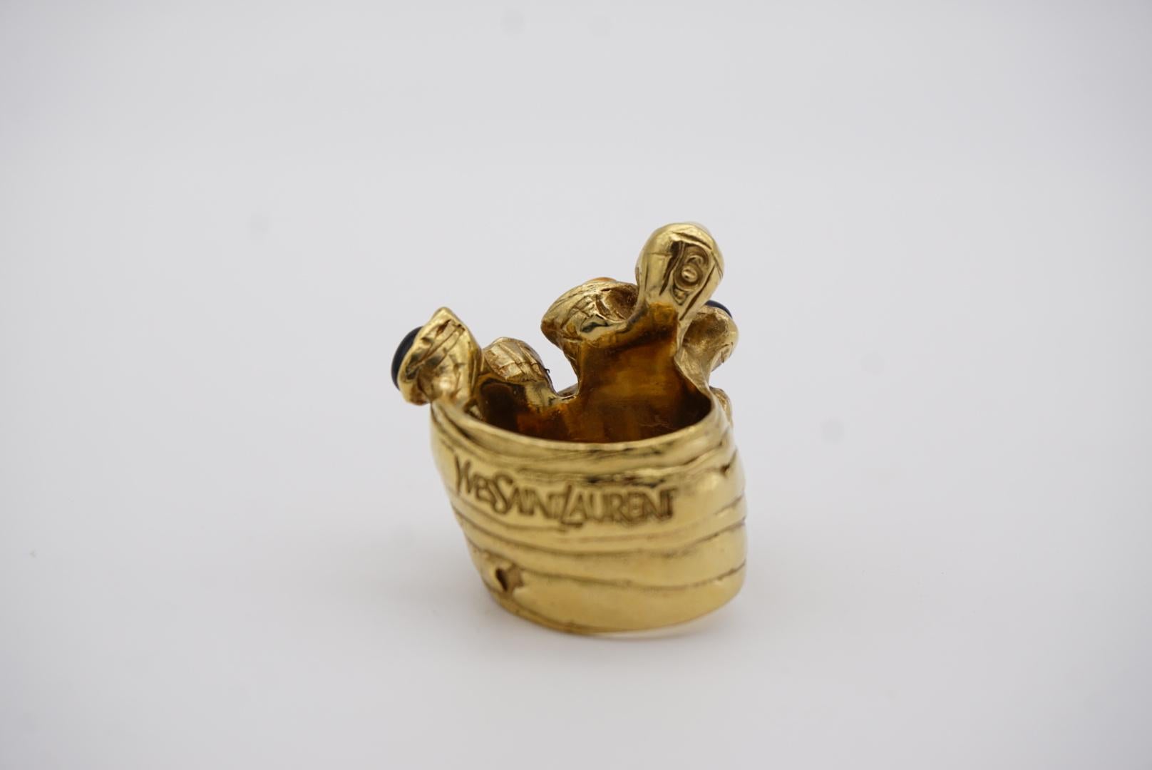 Yves Saint Laurent YSL Arty Cabochon Yellow Black White Chunky Gold Ring, Size 6 For Sale 7