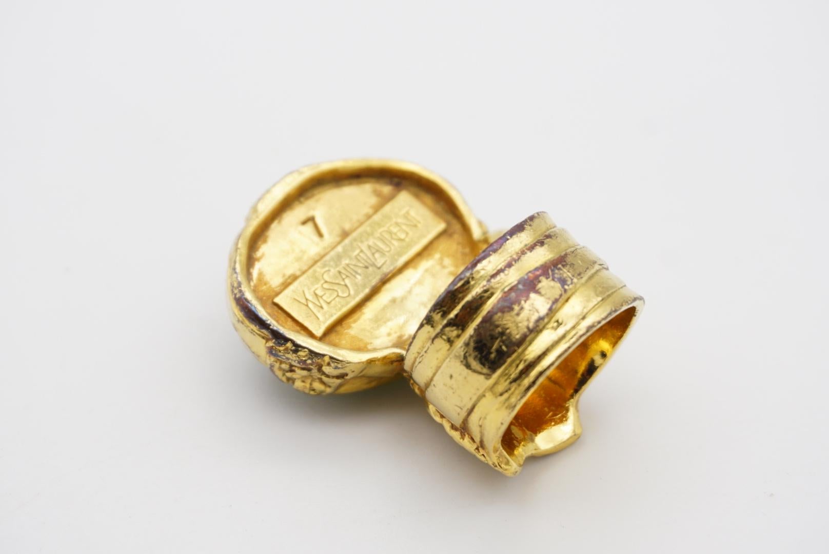 Yves Saint Laurent YSL Arty Clear Green Yellow Cabochon Statement Ring, Size 7 4