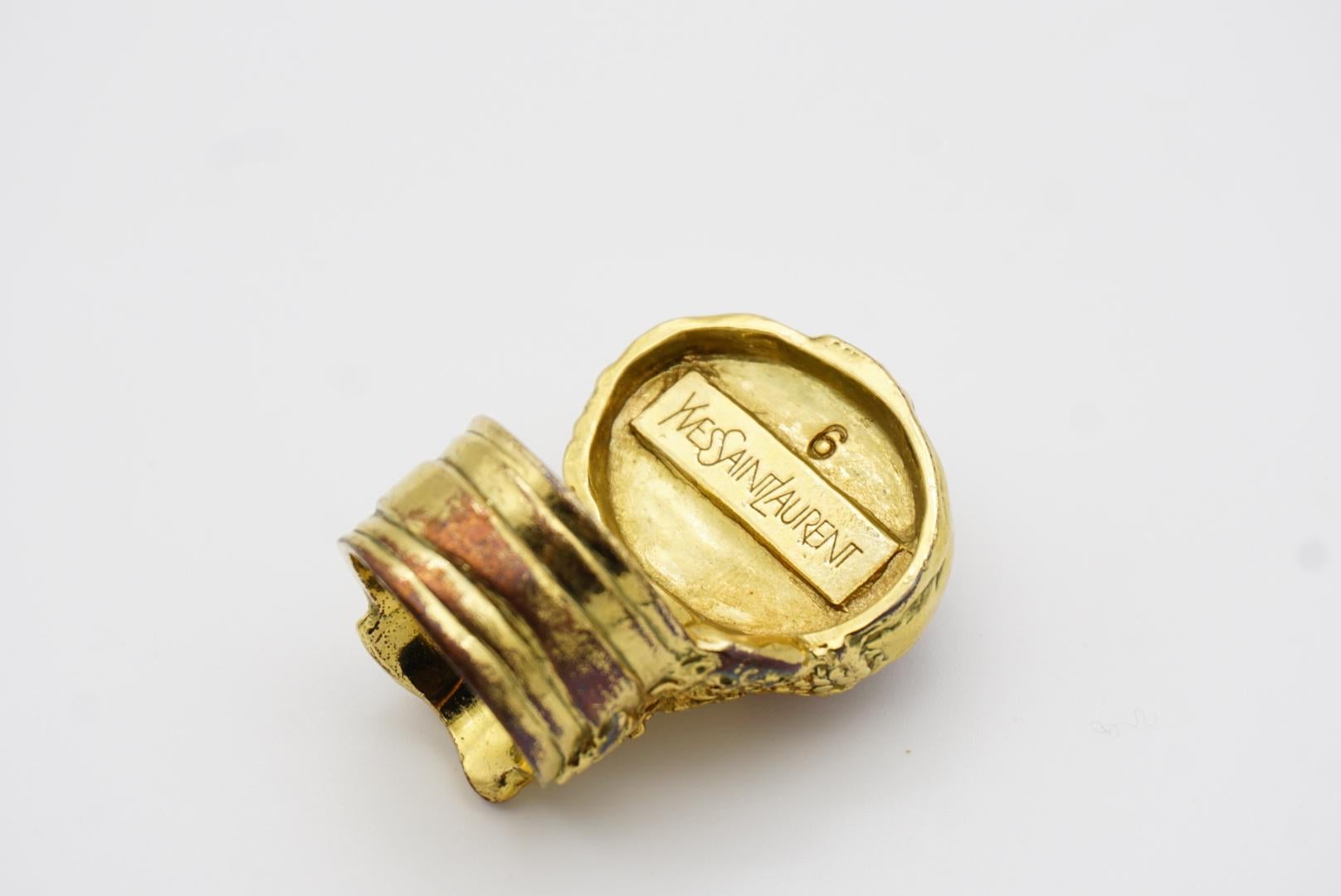 Yves Saint Laurent YSL Arty Clear Icy Ruby Foil Cabochon Statement Ring, misura 6 6